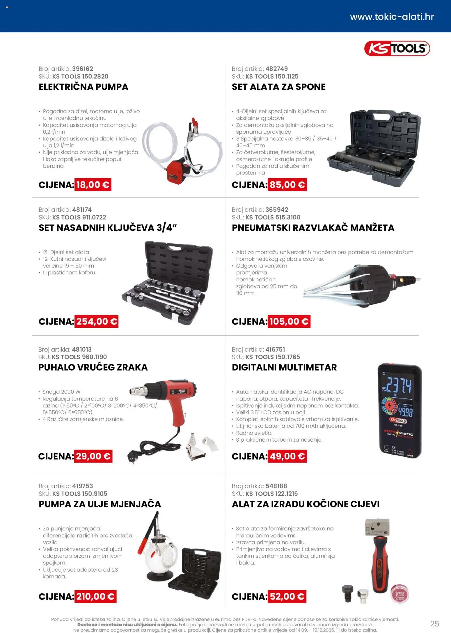 Tokić katalog | vrijedi od 14.09.2026 | Stranica: 25 | Proizvodi: Baterija, Ulje, Cijevi, Set alata