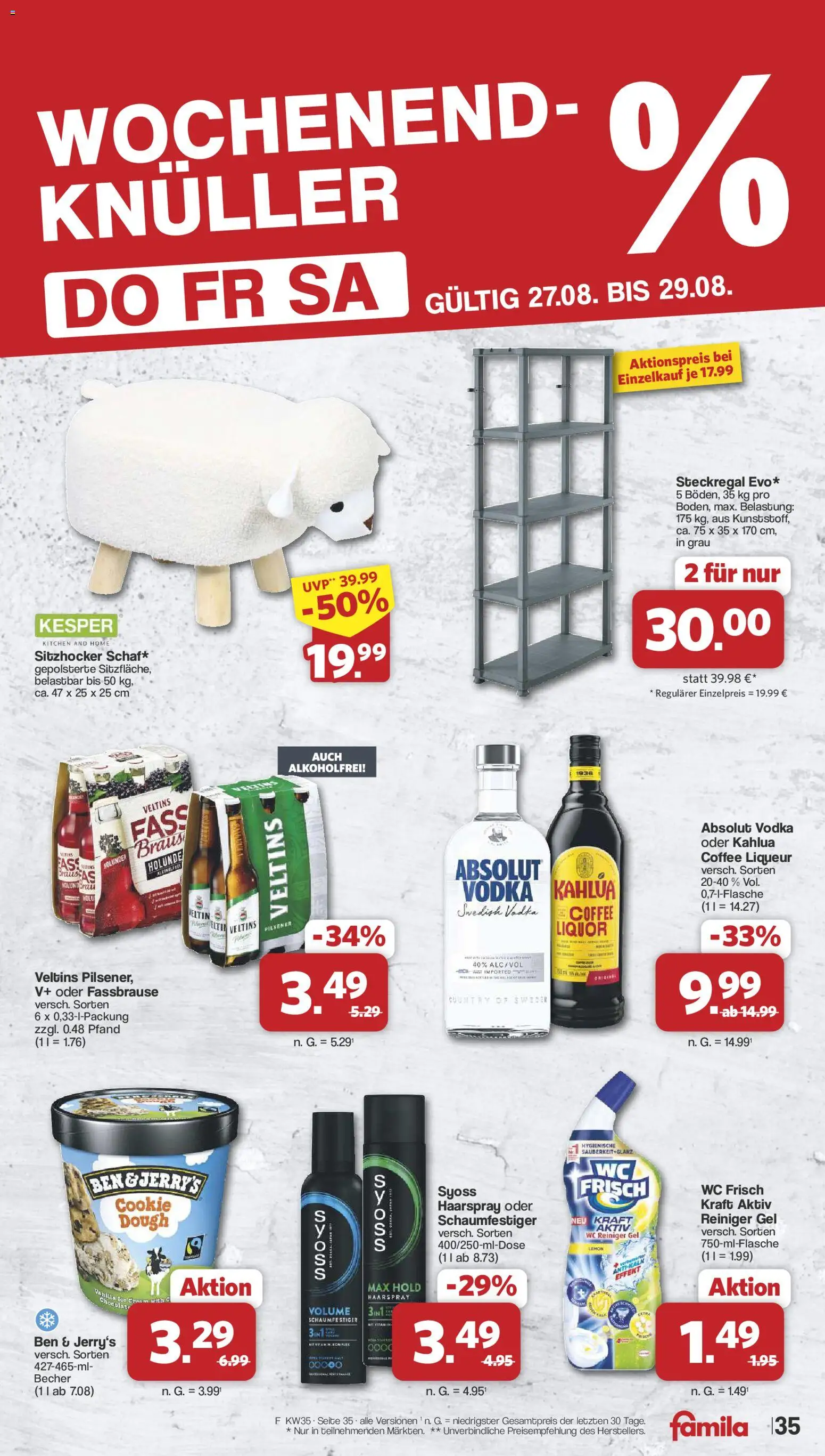Famila Nordwest Prospekt – gültig ab 23.08.2026 | Seite: 39 | Produkte: Haarspray, Kalk, Fassbrause, Vodka