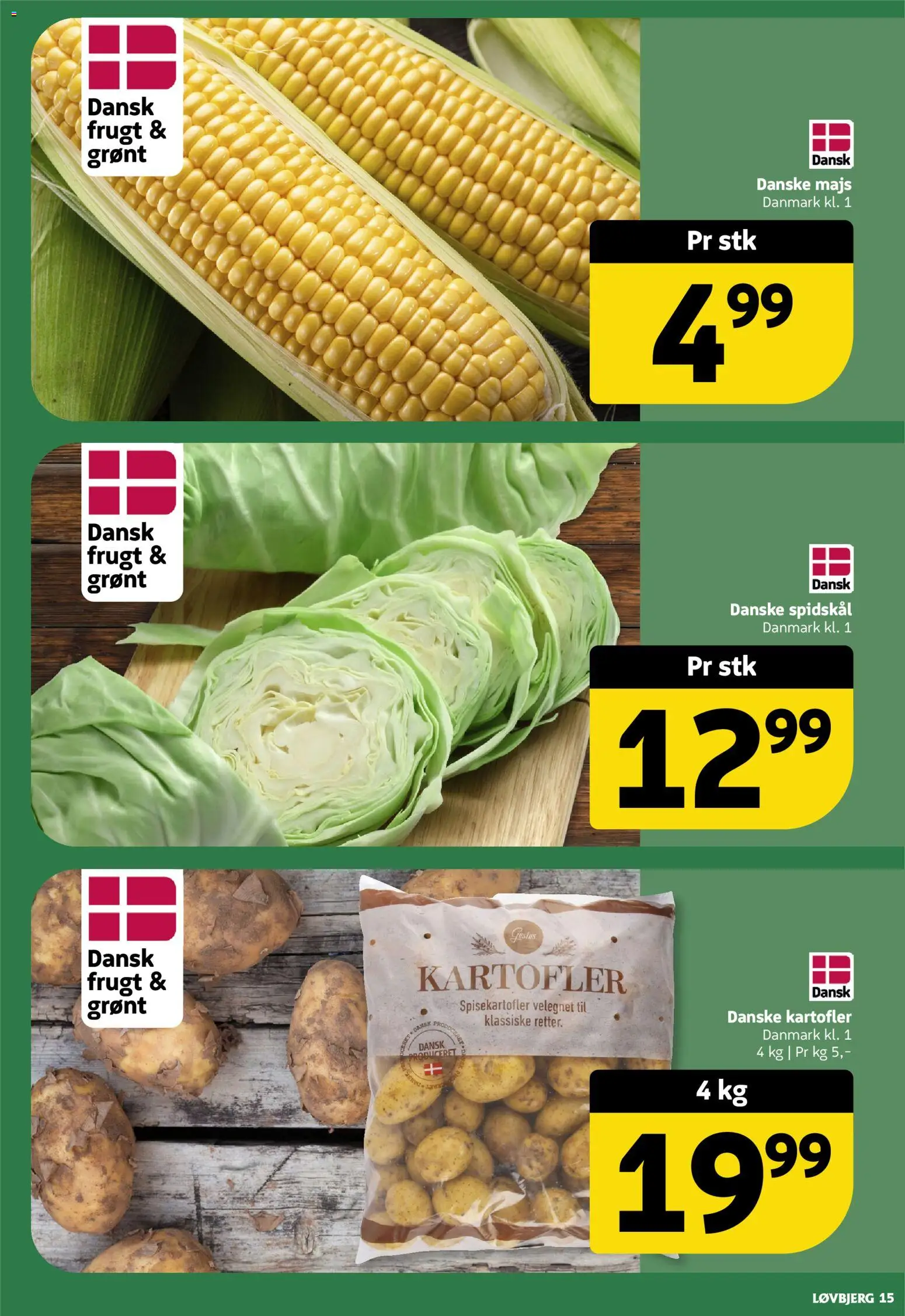 Løvbjerg tilbudsavis – gyldig fra 21/08/2026 | Side: 15 | Produkter: Kartofler, Majs, Spidskål