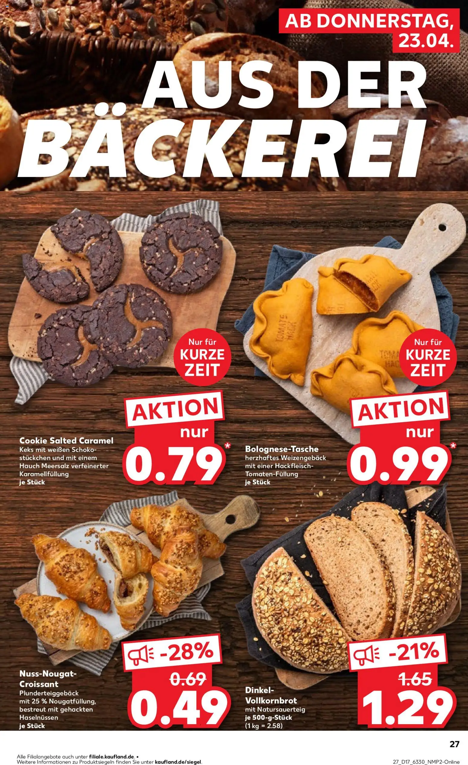 Kaufland Prospekt Hamburg	 – gültig ab 23.04.2026 | Seite: 27 | Produkte: Bäckerei, Vollkornbrot, Croissant, Hackfleisch