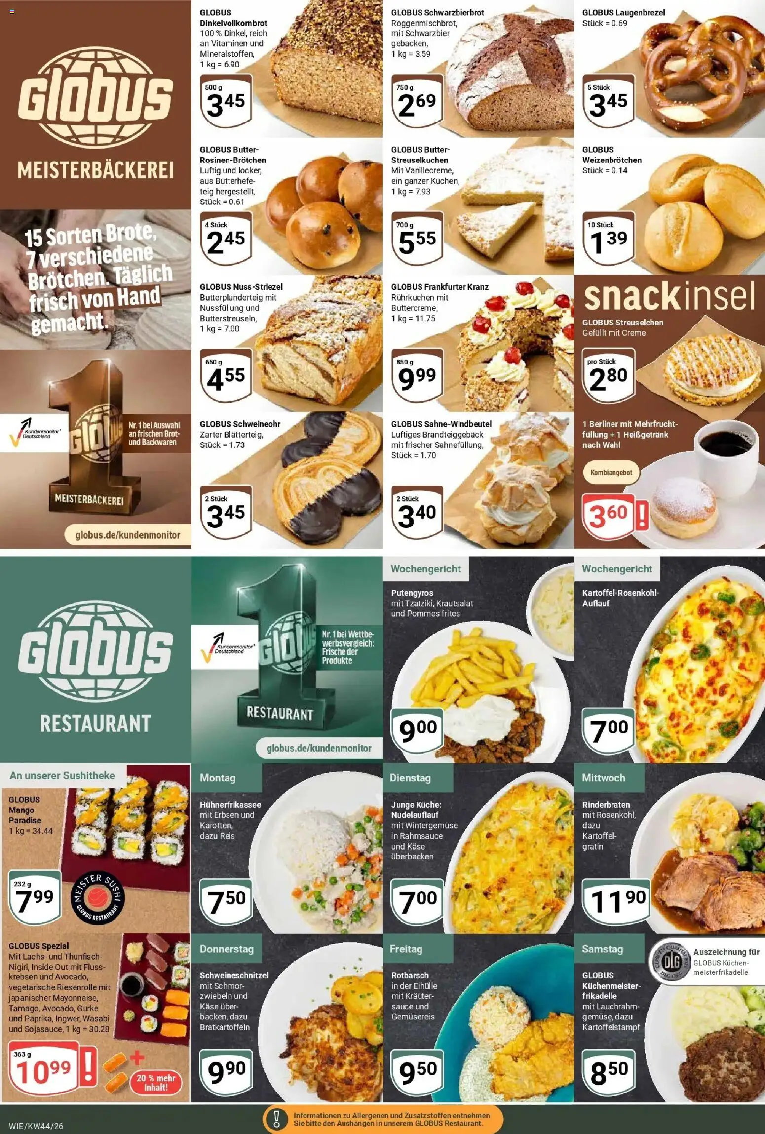 Globus Prospekt Waghäusel (ab 26.10.2026) » Angebote online | Seite: 7 | Produkte: Rinderbraten, Thunfisch, Creme, Erbsen