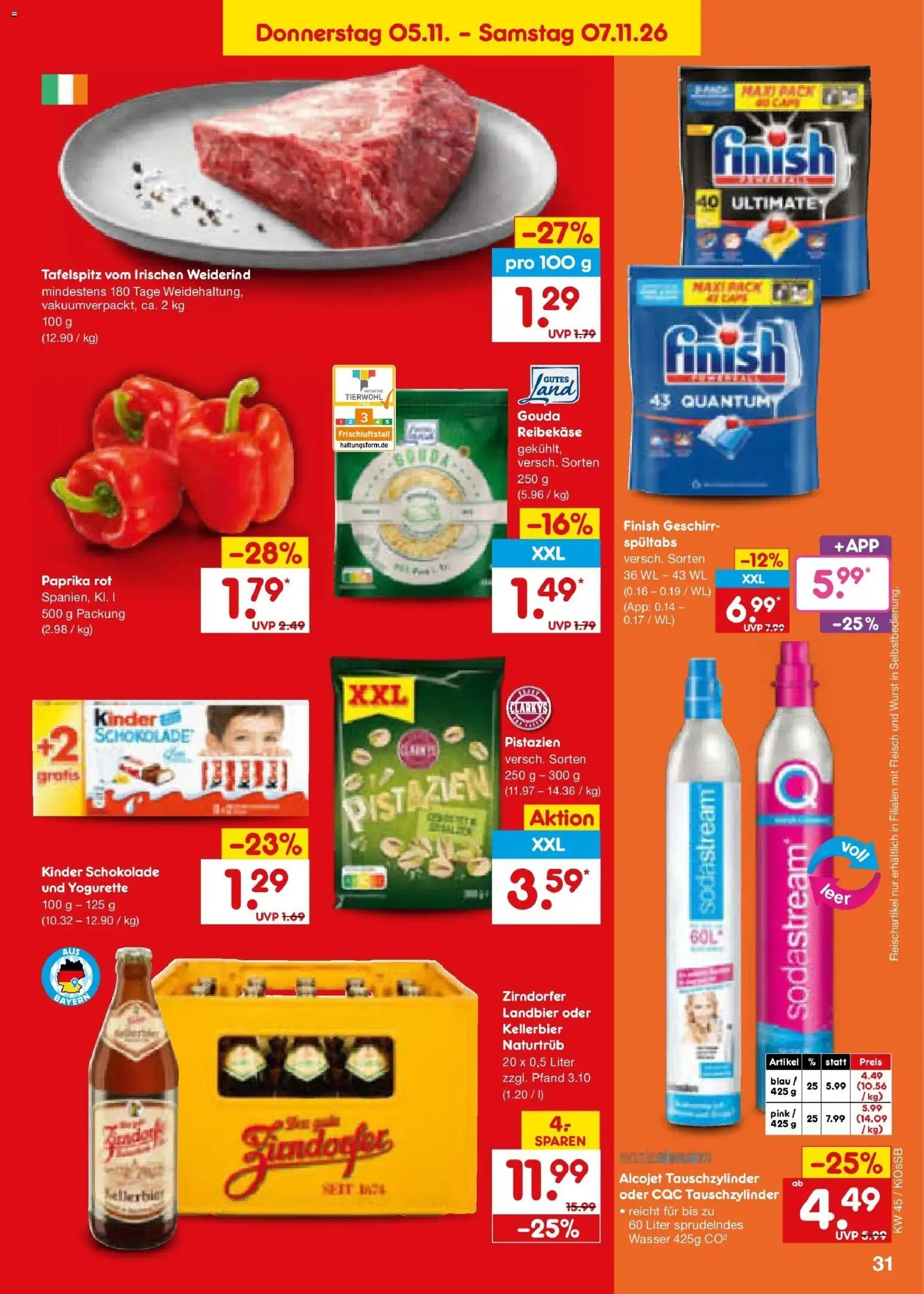 Netto Marken-Discount Prospekt Nürnberg (ab 02.11.2026) » Angebote | Seite: 47 | Produkte: Tafelspitz, Yogurette, Paprika, Sodastream