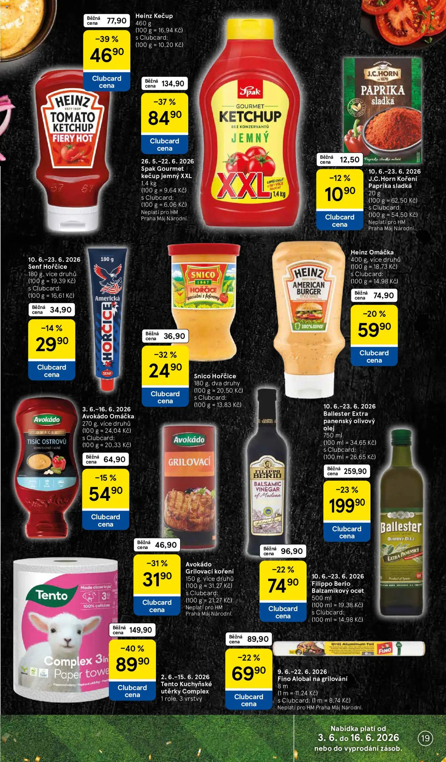 Tesco leták - Hypermarket od 10.06.2026 | Strana: 19 | Produkty: Olivový olej, Grilování, Kečup, Balzamikový ocet