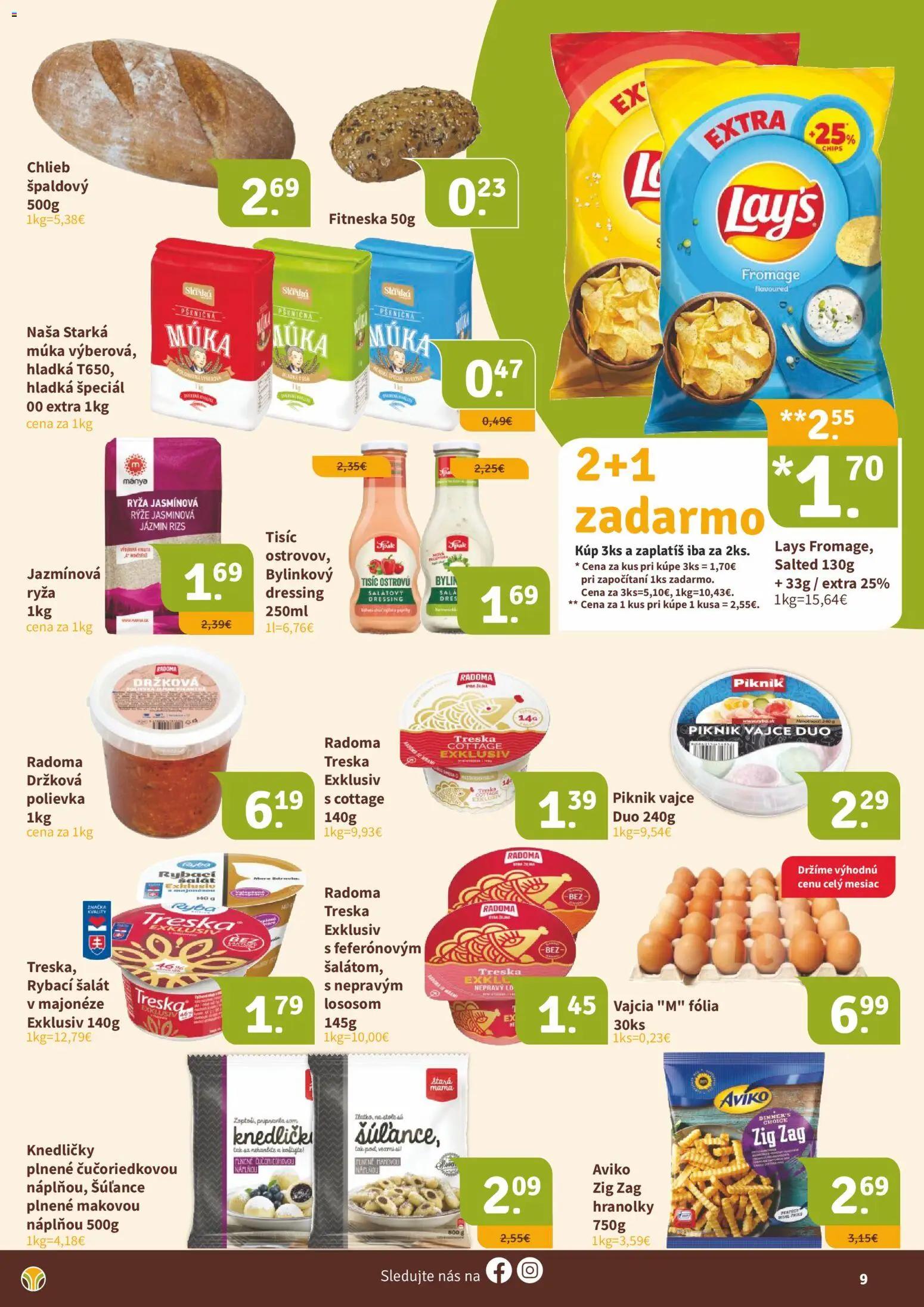Nové Nitrazdroj akcie – leták je platný od 17.07.2026 | Strana: 9 | Produkty: Ryža, Ryba, Múka, Treska