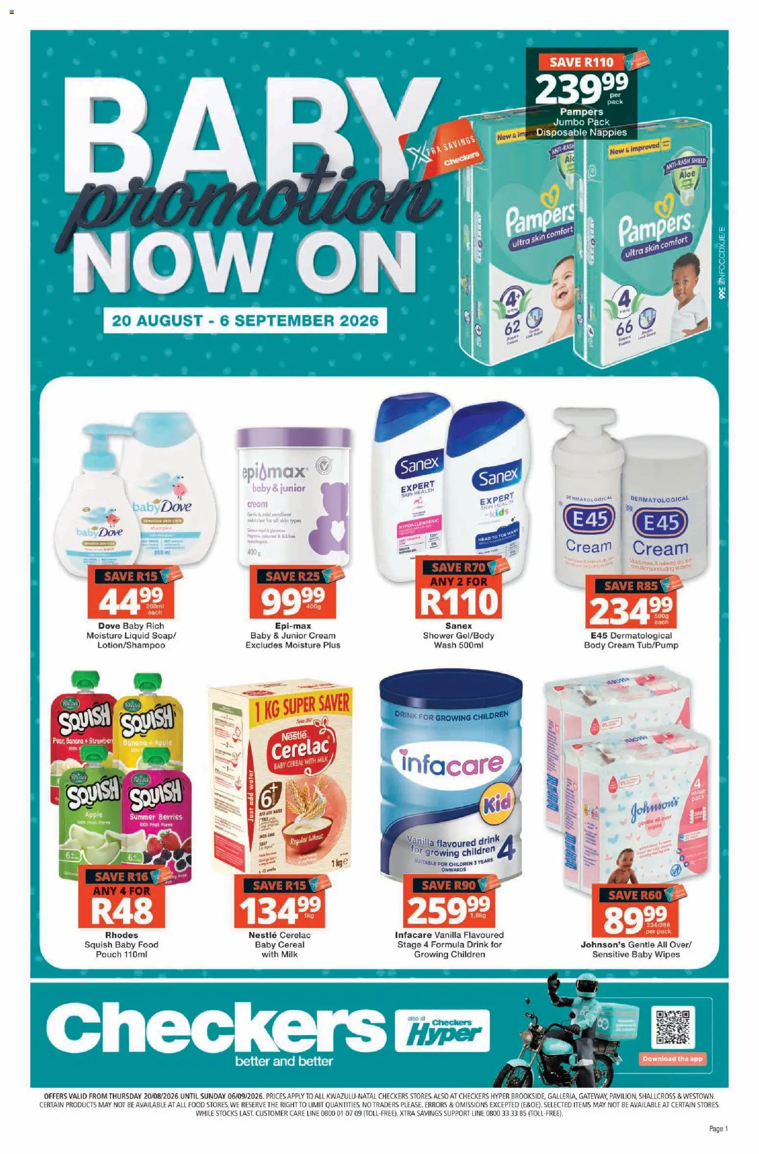 New Checkers catalogue – valid from 20/08/2026 | Page: 1 | Products: Shower, Cream, Water, Fruit