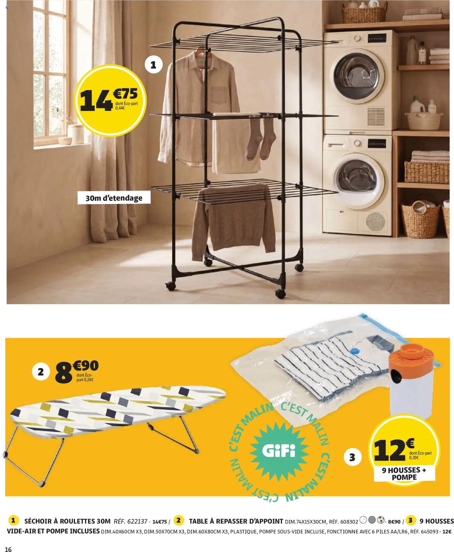 {H1} | Page: 16 | Produits: Séchoir, Table à repasser, Table, Piles