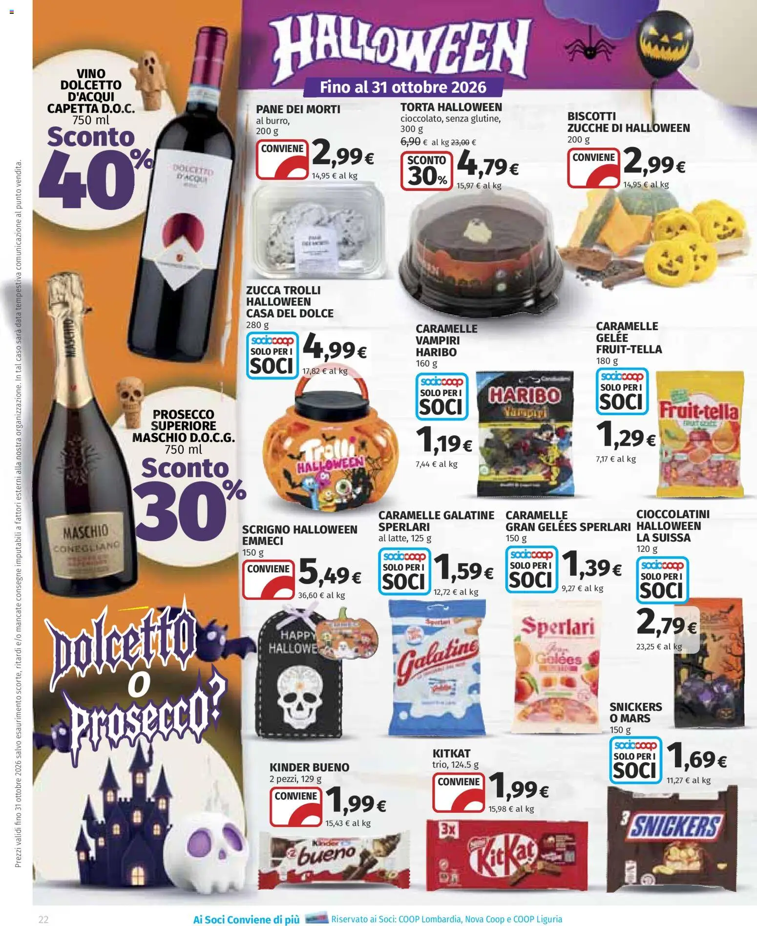 Volantino COOP del 15/10/2026 | Pagina: 22 | Prodotti: Pane, Prosecco, Vino, Data