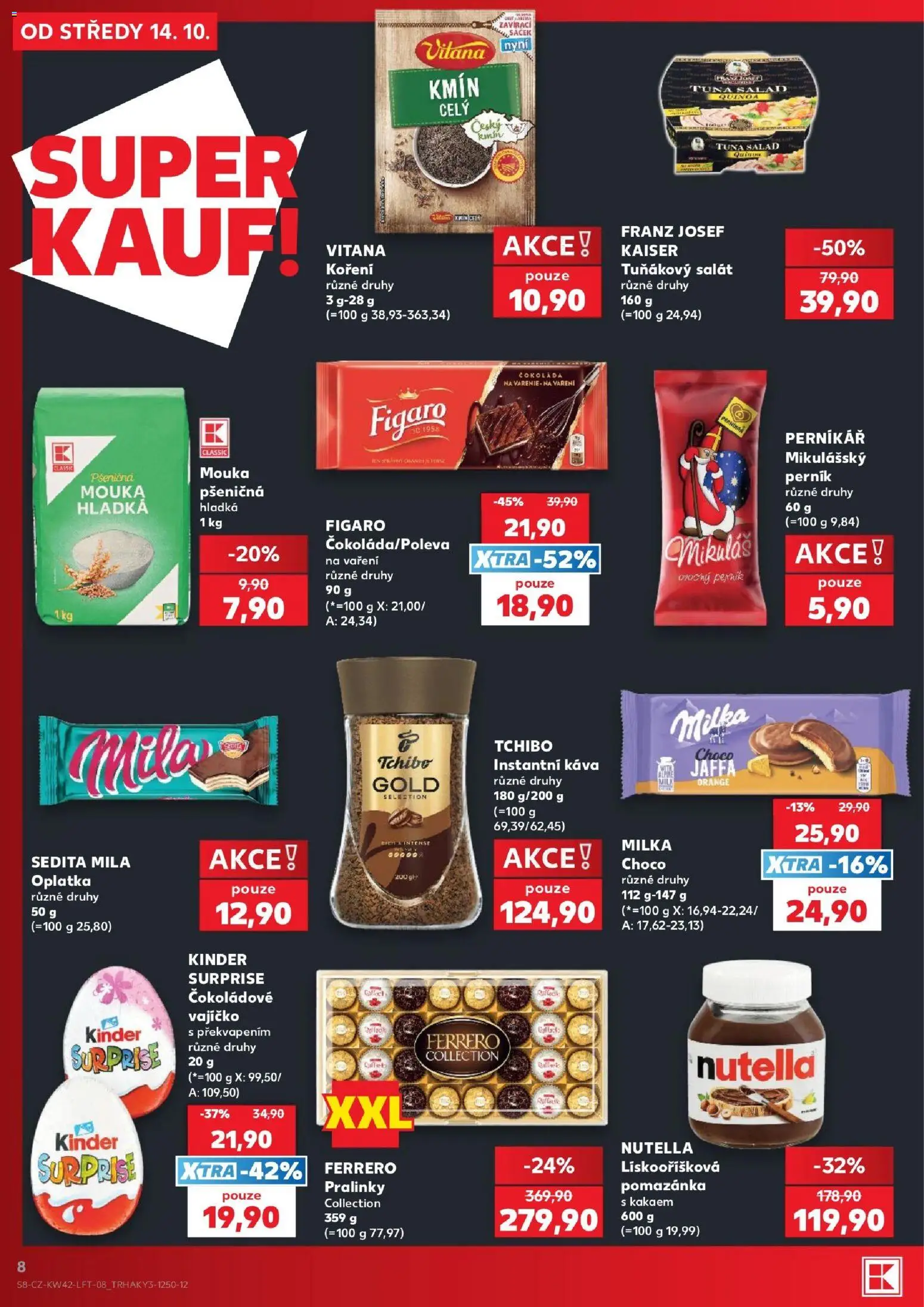 Kaufland leták - Brno od 14.10.2026 | Strana: 8 | Produkty: Káva, Tchibo, Koření, Nutella