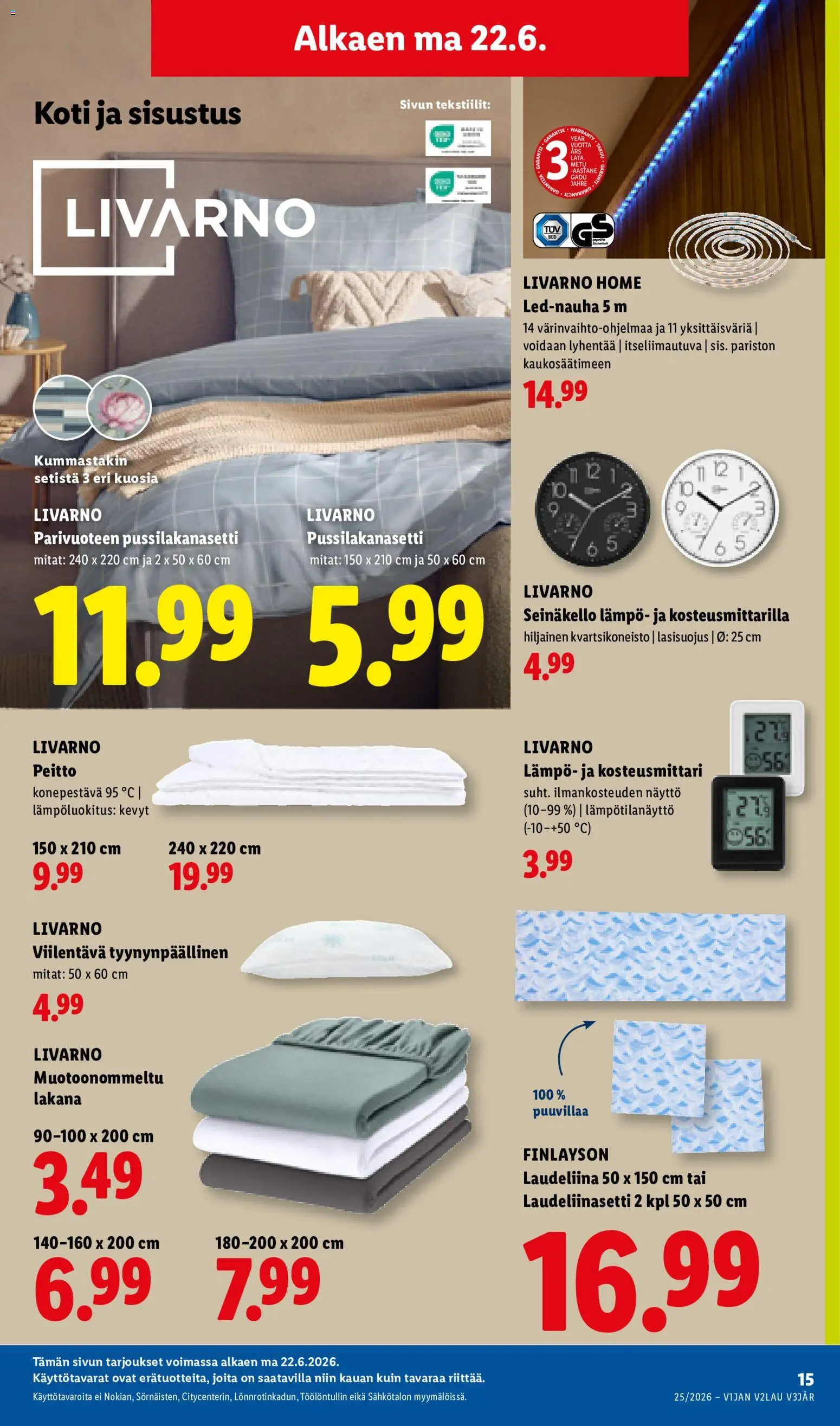 Lidl tarjoukset - Helsinki – voimassa 17.06.2026 alkaen | Sivu: 27 | Tuotteet: Pussilakanasetti, Peitto, Lakana, Näyttö