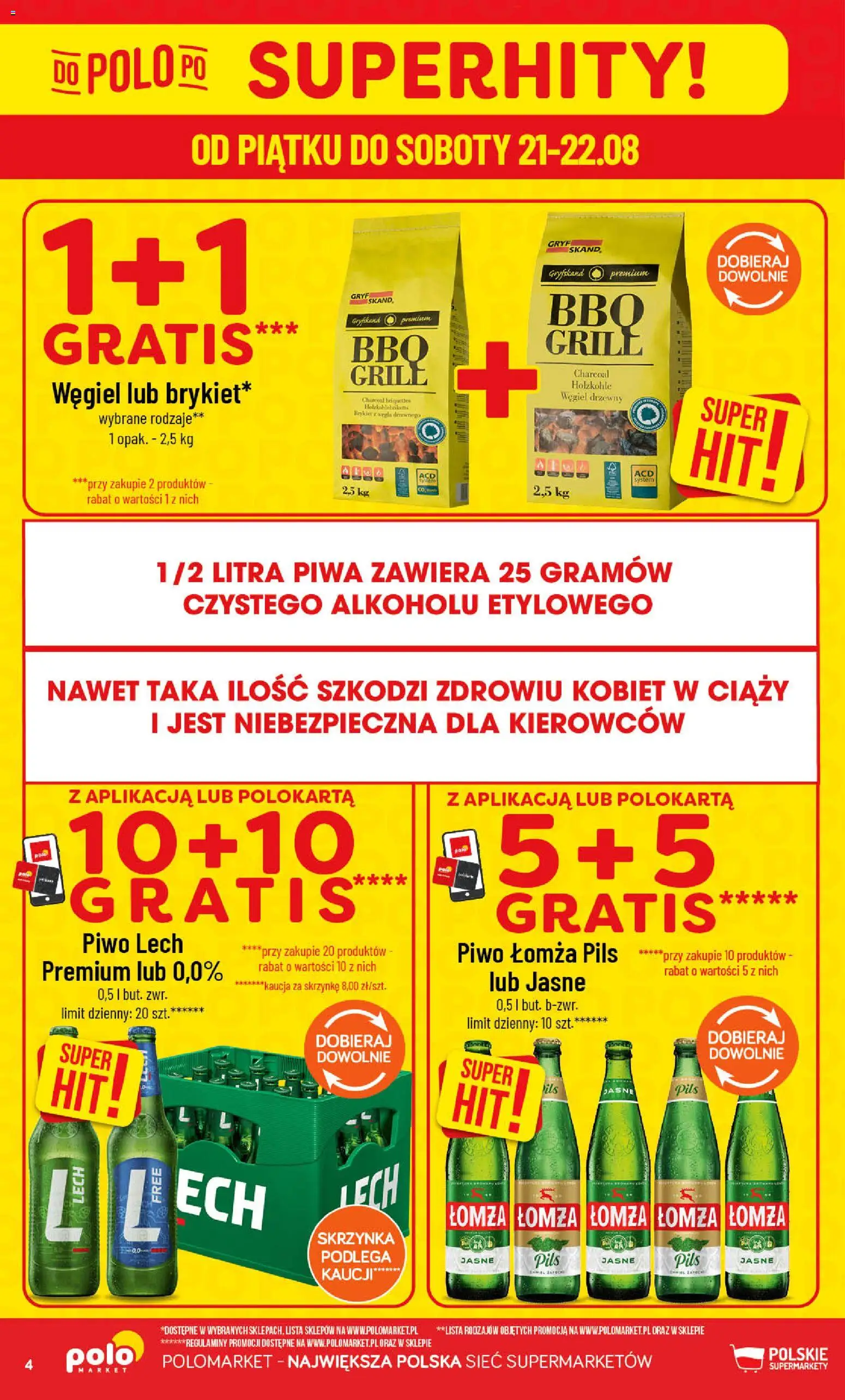 POLOmarket gazetka od 19.08.2026 | Strona: 4 | Produkty: Lech, Węgiel drzewny, Grill, Piwo