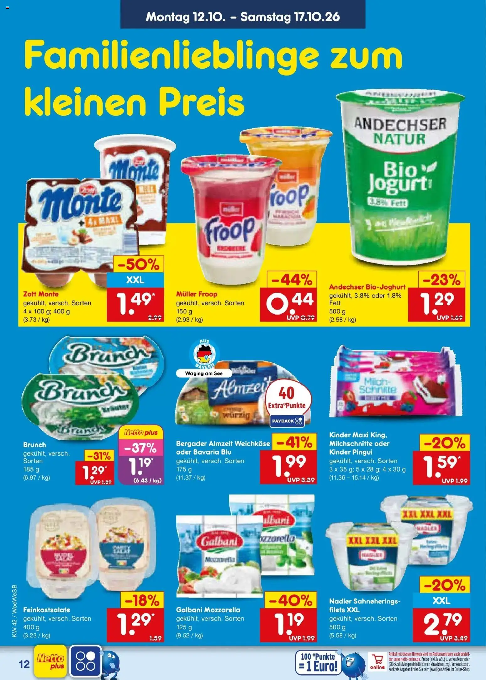Netto Marken-Discount Prospekt Leonberg (ab 12.10.2026) » Angebote | Seite: 14 | Produkte: Froop, Milch, Mozzarella