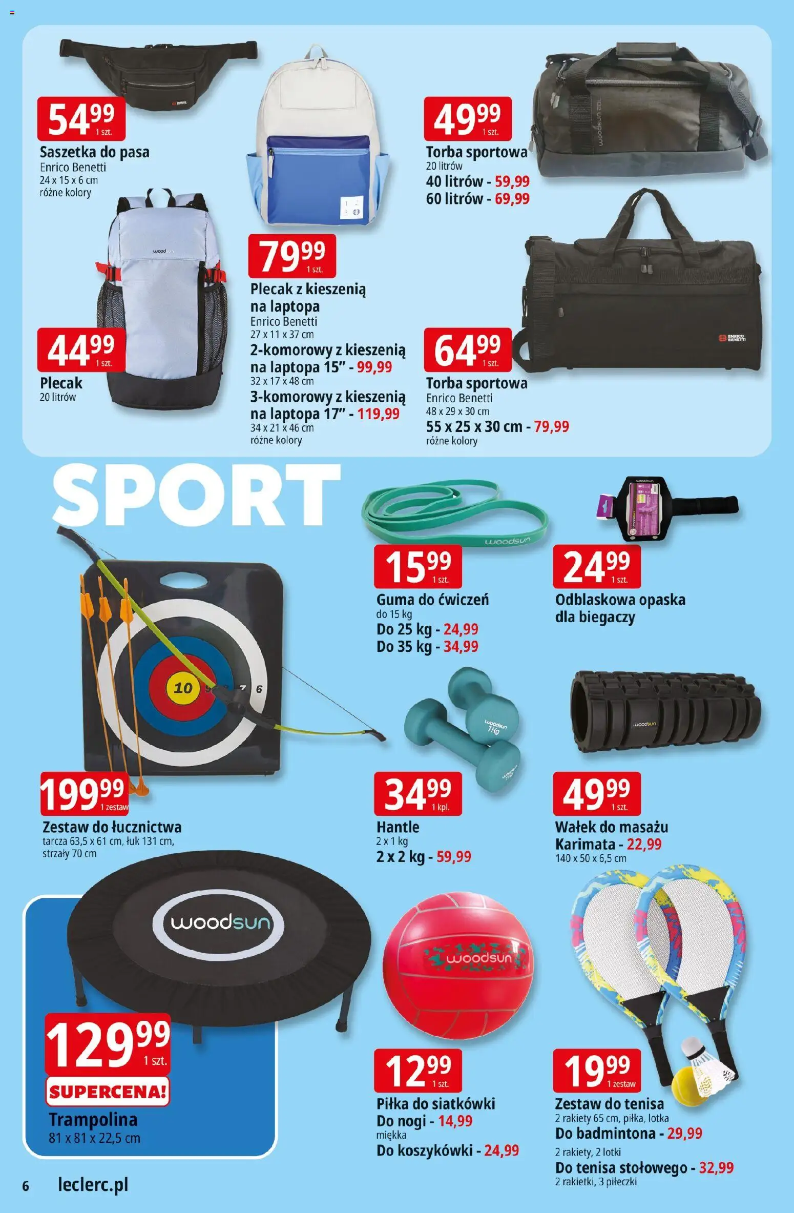 E.Leclerc gazetka - Radom od 12.05.2026 | Strona: 6 | Produkty: Plecak, Torba, Trampolina, Torba sportowa