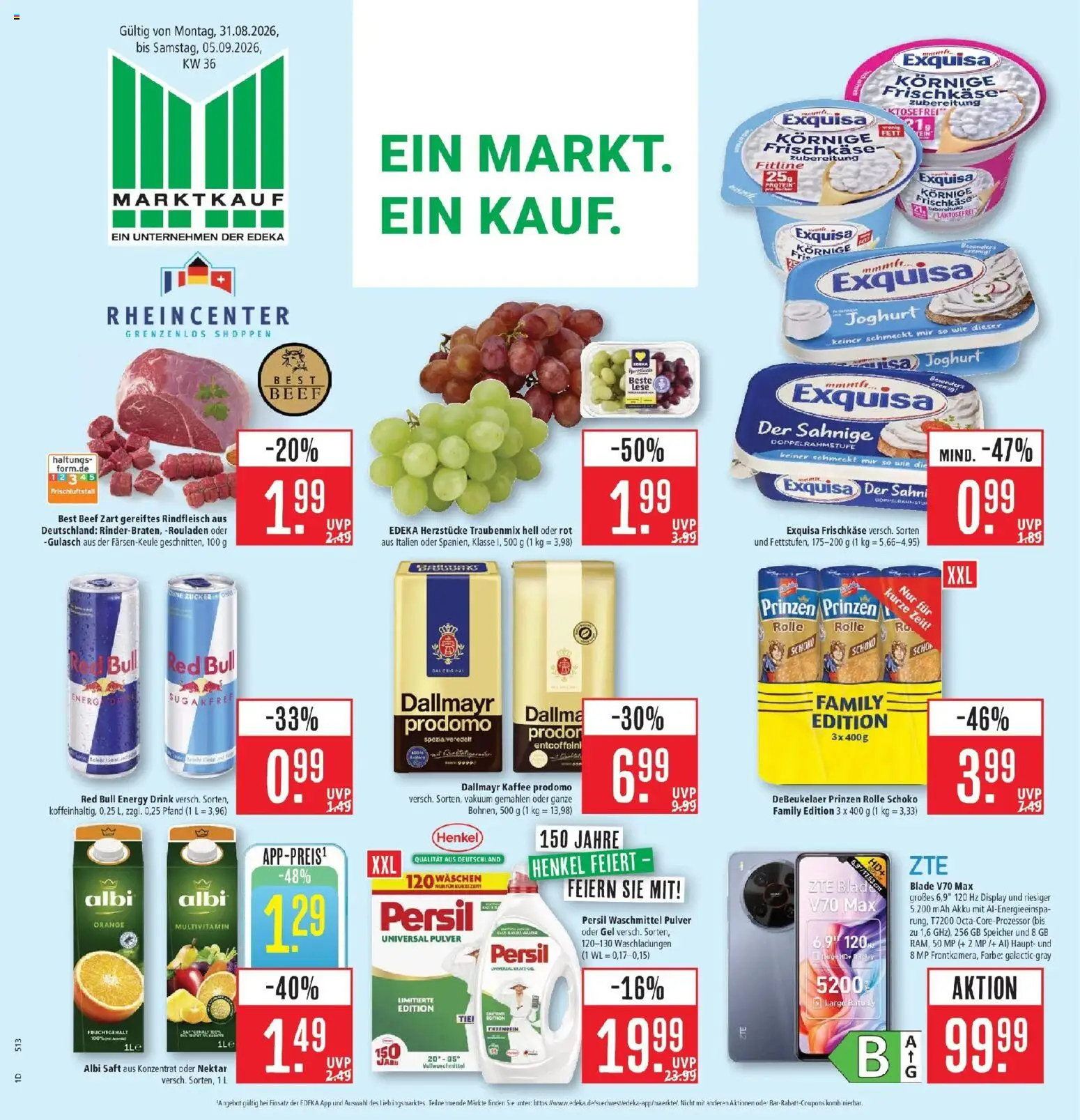 Marktkauf Prospekt Weil Am Rhein (ab 31.08.2026) » Angebote online | Seite: 1 | Produkte: Energy, Exquisa, Dallmayr, Gulasch