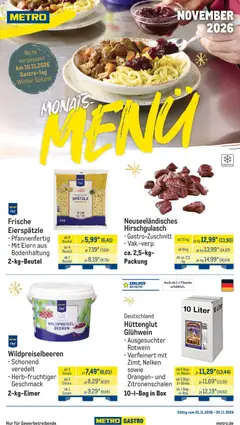 Metro Monats-Menü ab 01.11.2026 gültig