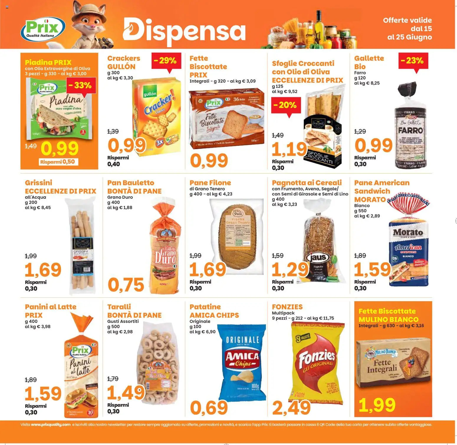Volantino Prix del 15.06.2026 | Pagina: 17 | Prodotti: Pane, Grissini, Farro, Olio di Oliva
