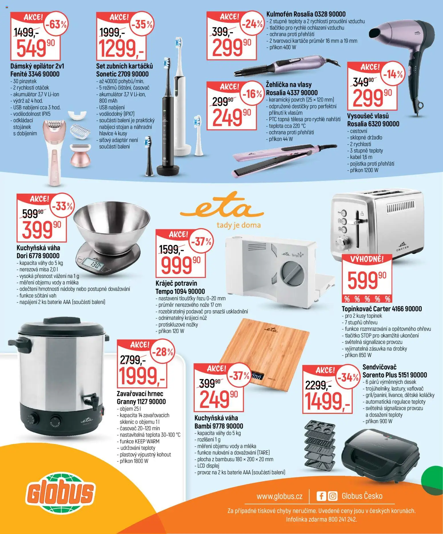 Globus leták - Úklid od 26.08.2026 | Strana: 4 | Produkty: Globus, Kabel, Vysoušeč vlasů, Sendvičovač