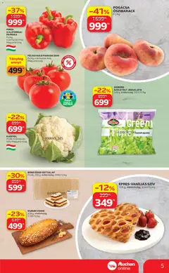 Auchan Szupermarket akciós újság - amely érvényes a következő dátumtól: 18.06.2026 | Oldal: 5 | Termékek: Karfiol, Ostyalap, Kaliforniai paprika, Paradicsom
