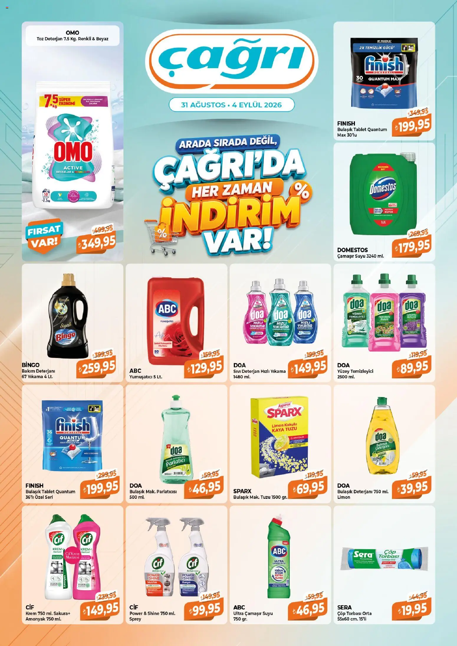 Çağrı Market Katalog - 31 Ağustos 2026 tarihinden itibaren geçerlidir | Sayfa: 4 | Ürünler: Çöp torbası, Krem, Deterjan, Koku