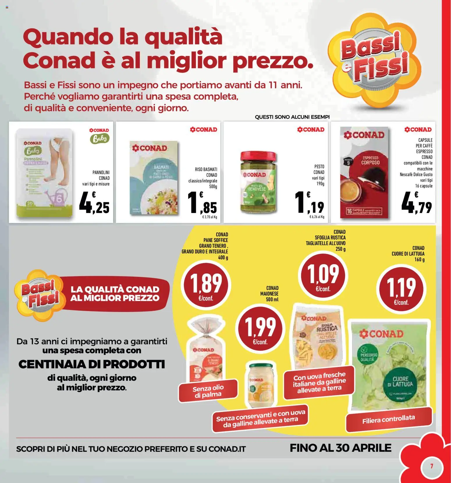 Volantino Conad del 11.03.2026 | Pagina: 7 | Prodotti: Riso Basmati, Uova, Tagliatelle, Maionese