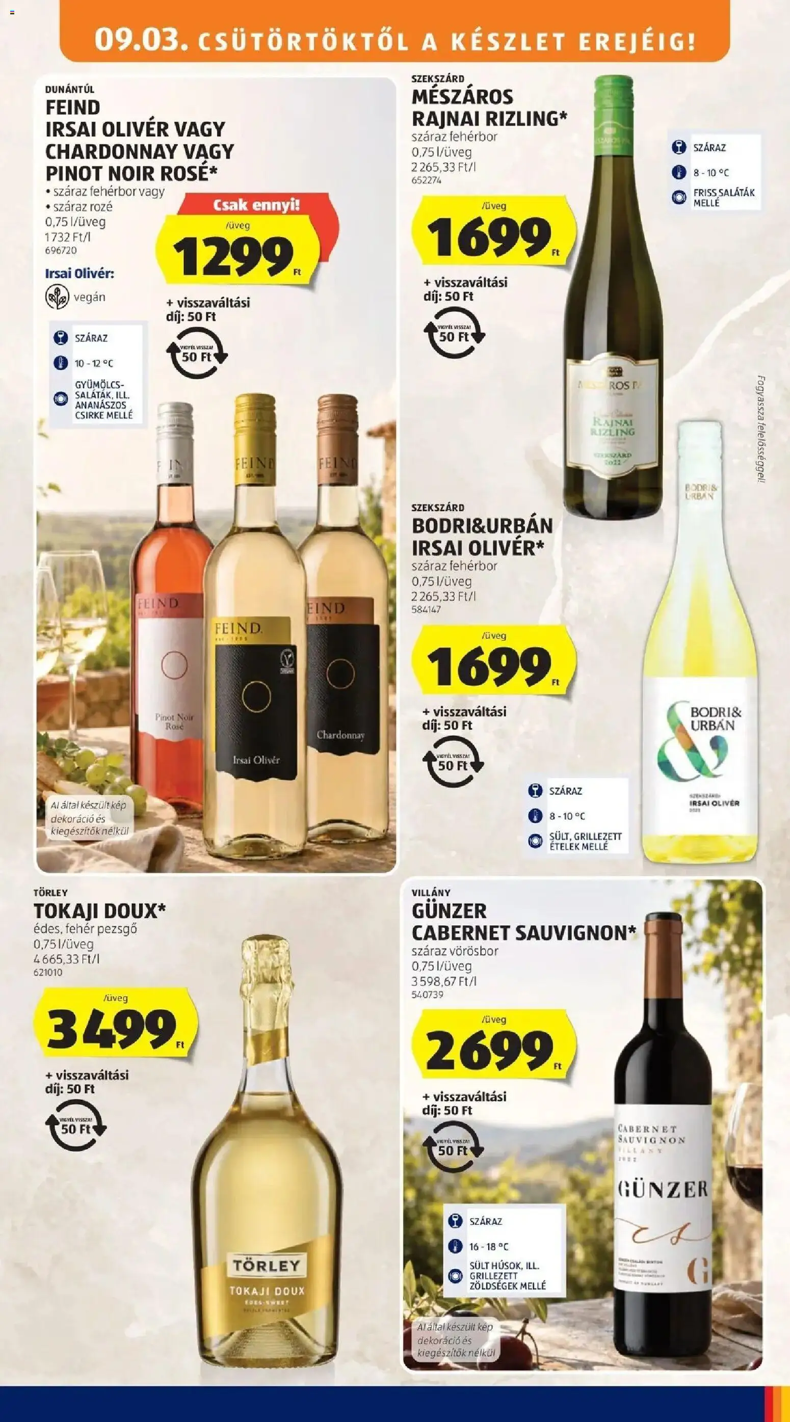 Aldi aktuális akciós újság - 2026.09.01. -tól/töl > akció, lapozható szórólap 🛍️ | Oldal: 17 | Termékek: Irsai Olivér, Száraz vörösbor, Vegán, Rosé
