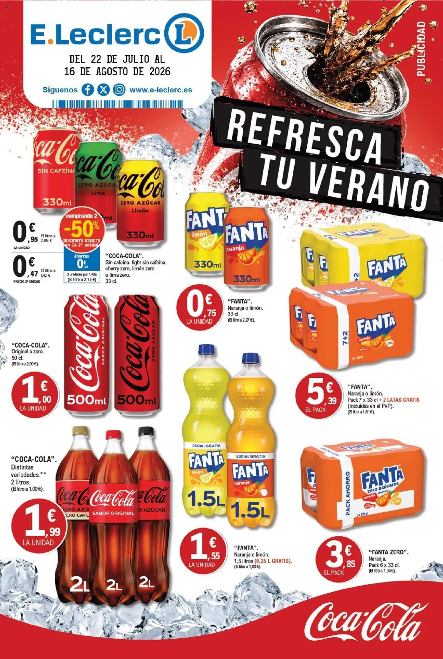 E.Leclerc Refresca tu verano │ válido desde el 22/07/2026 | Página: 1 | Productos: Lima, Café