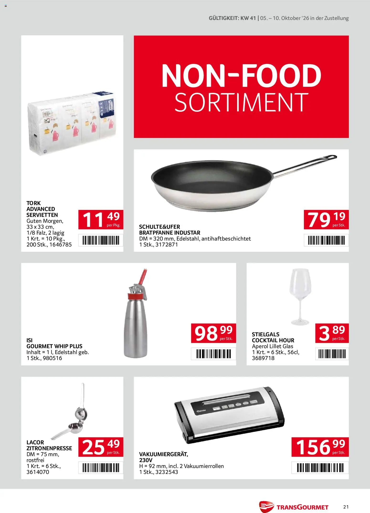 Transgourmet Zustellaktion gültig ab 05.10.2026 | Seite: 21 | Produkte: Aperol