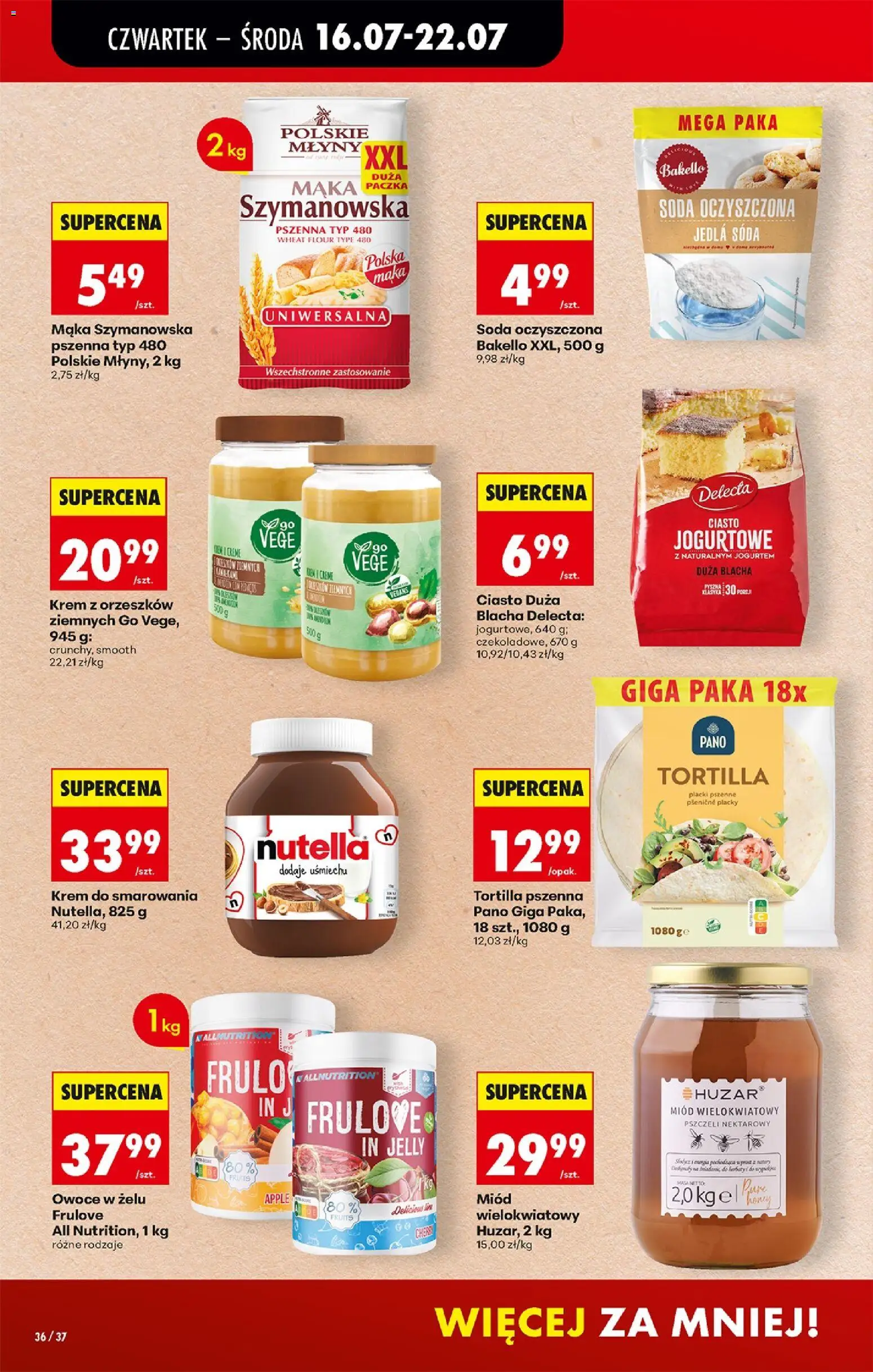 Biedronka gazetka od czwartku od 16.07.2026 | Strona: 50 | Produkty: Miód, Ciasto, Tortilla, Krem