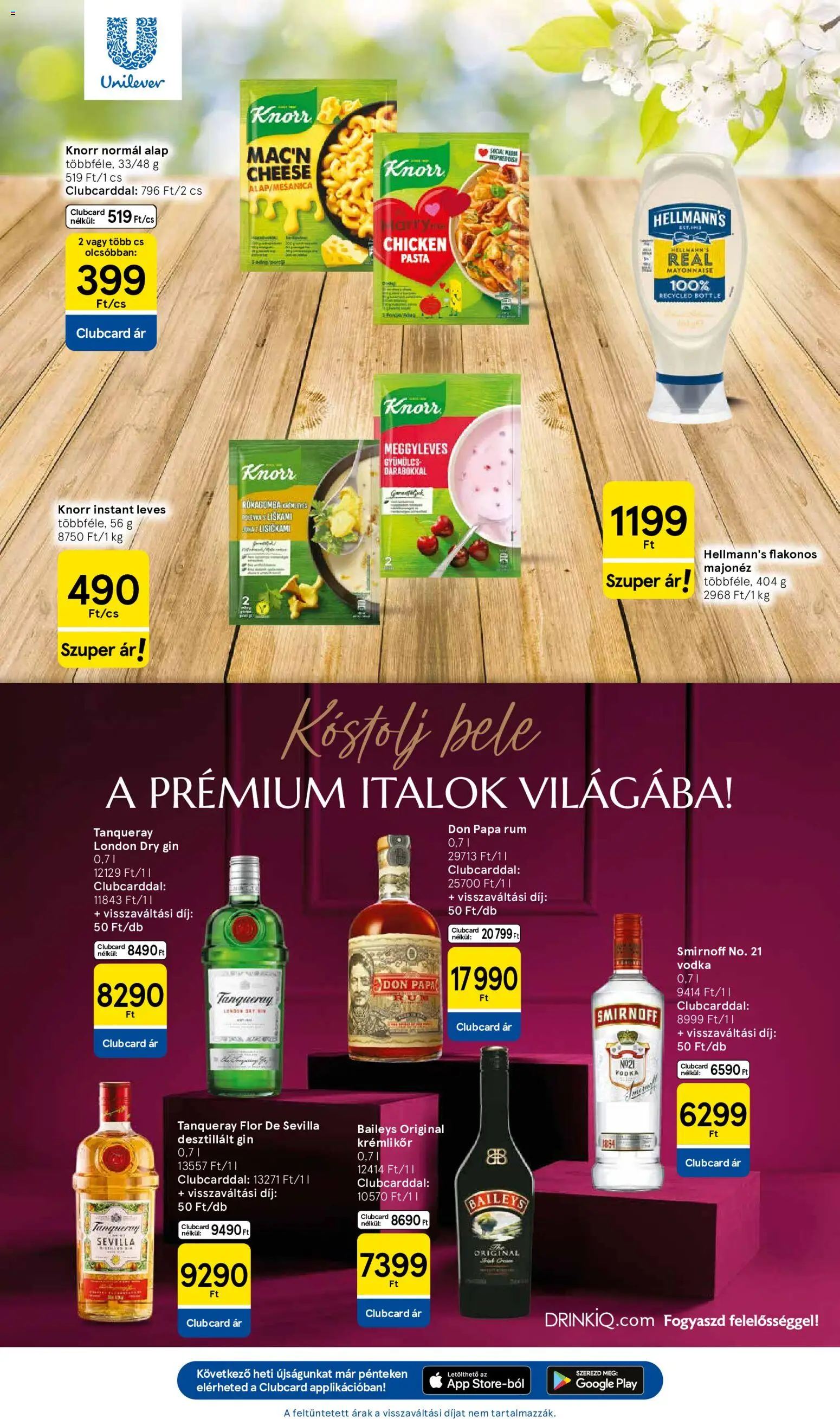Tesco akciós ujság - amely érvényes a következő dátumtól: 07.05.2026 | Oldal: 23 | Termékek: Krémlikőr, Rum, Alma, Gin