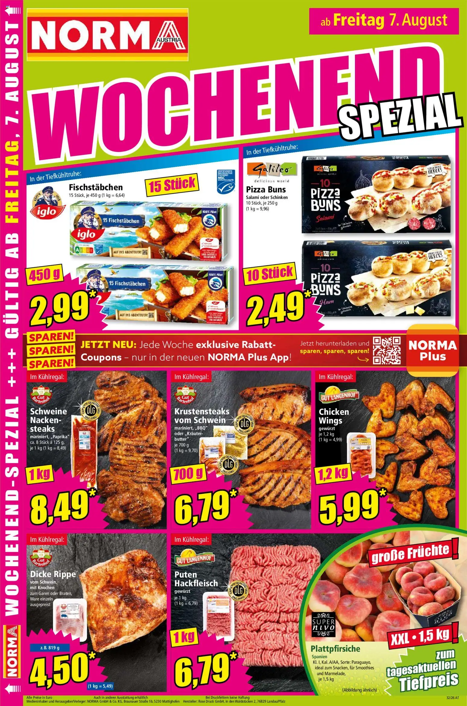 Norma Flugblatt gültig ab 03.08.2026 | Seite: 15 | Produkte: Nacken, Butter, Salami, Pizza
