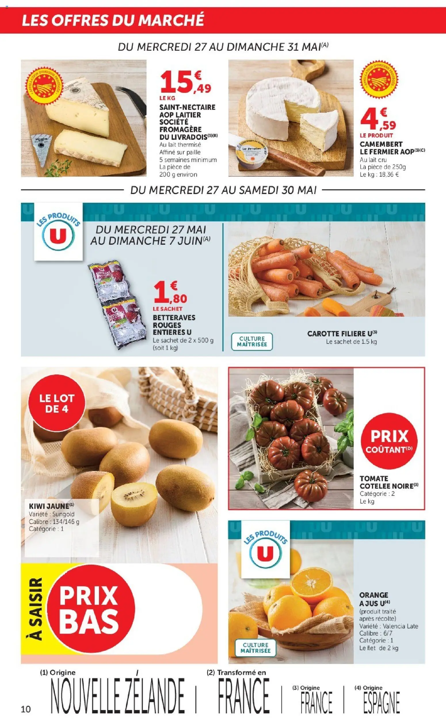 {H1} | Page: 10 | Produits: Orange a Jus, Lait, Camembert, Carotte