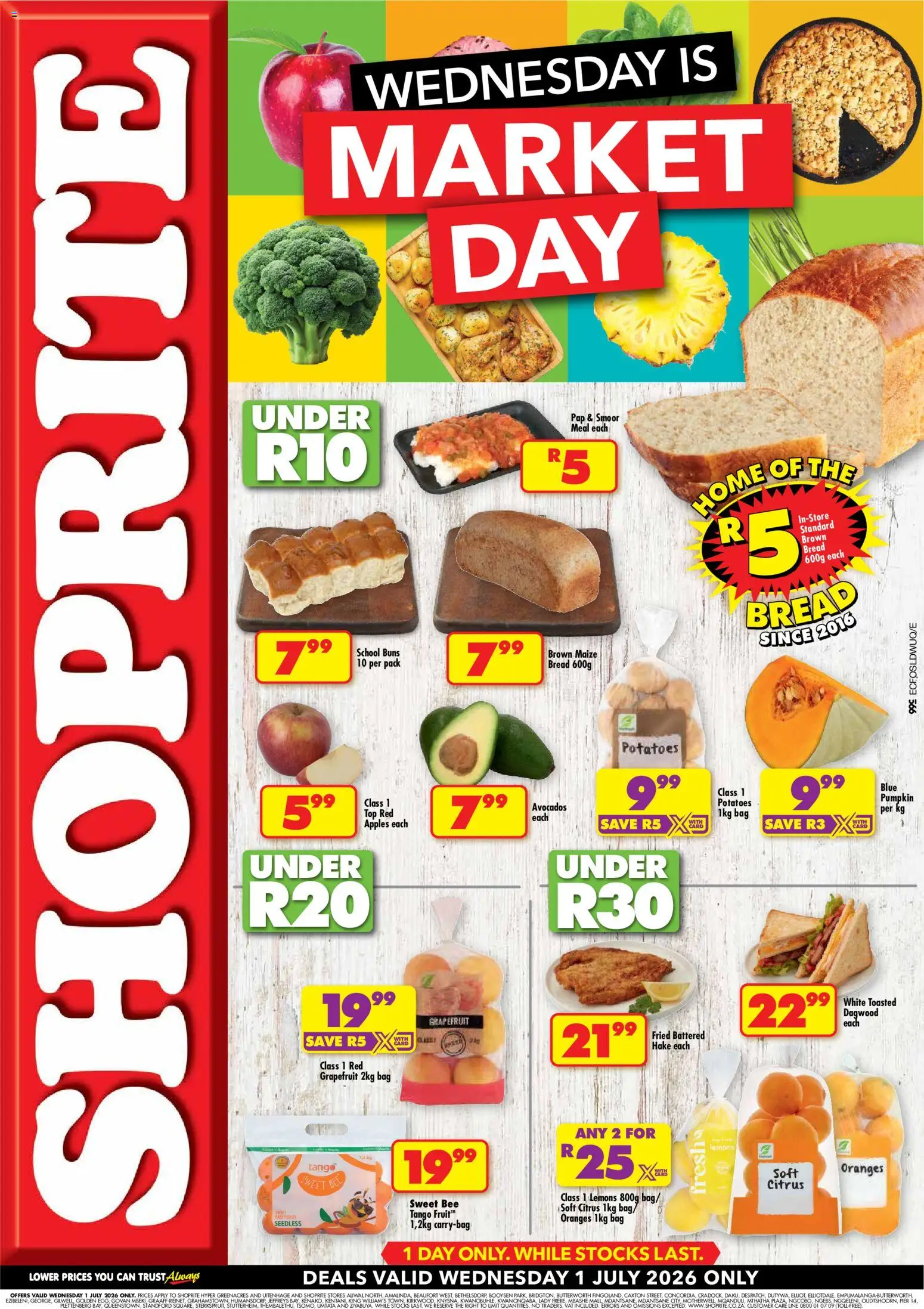 New Shoprite catalogue – valid from 01/07/2026 | Page: 1 | Products: Bag, Buns, Apples, Grapefruit