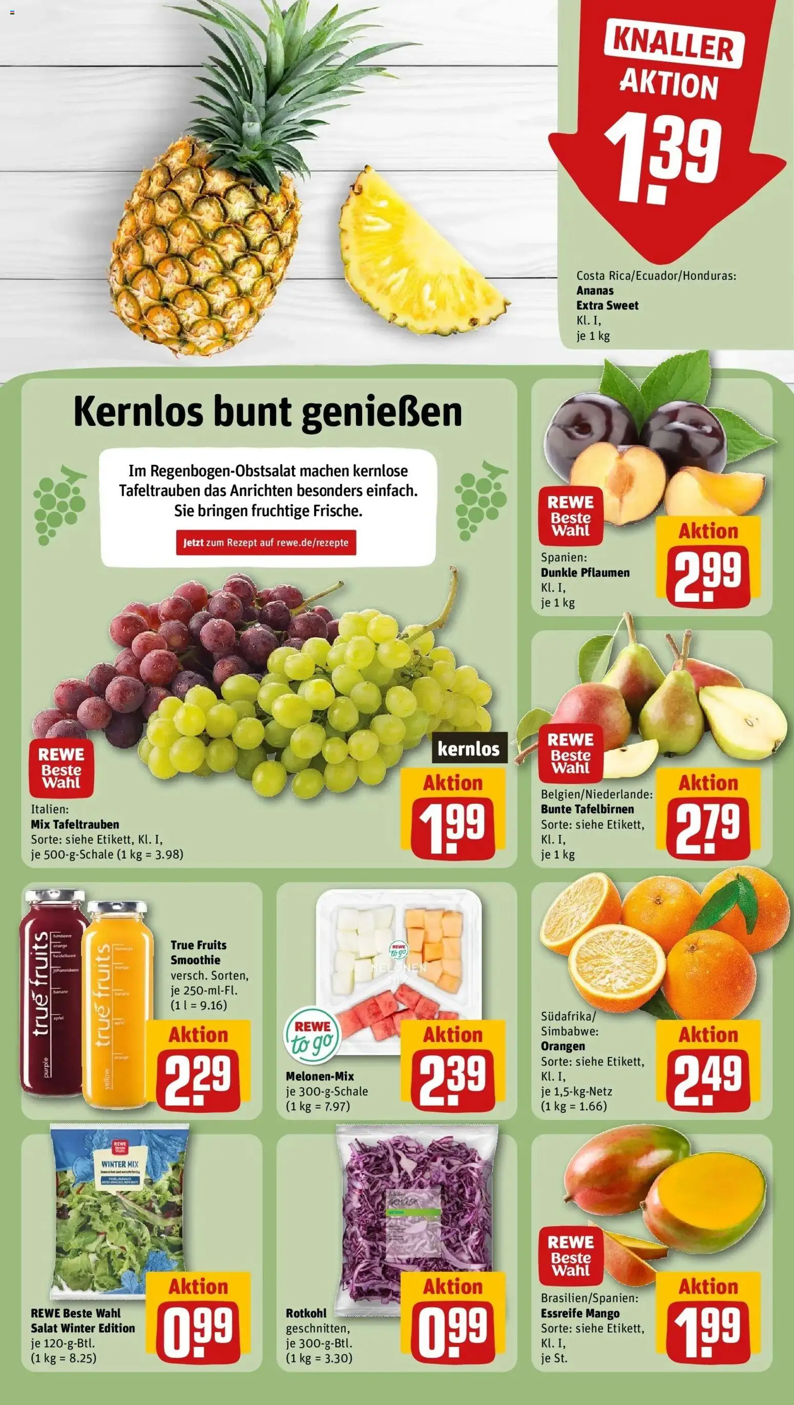 REWE Prospekt ab 05.10.2026 zum Blättern » Angebote | Seite: 8 | Produkte: Äpfel, Orangen, Ananas, Mango