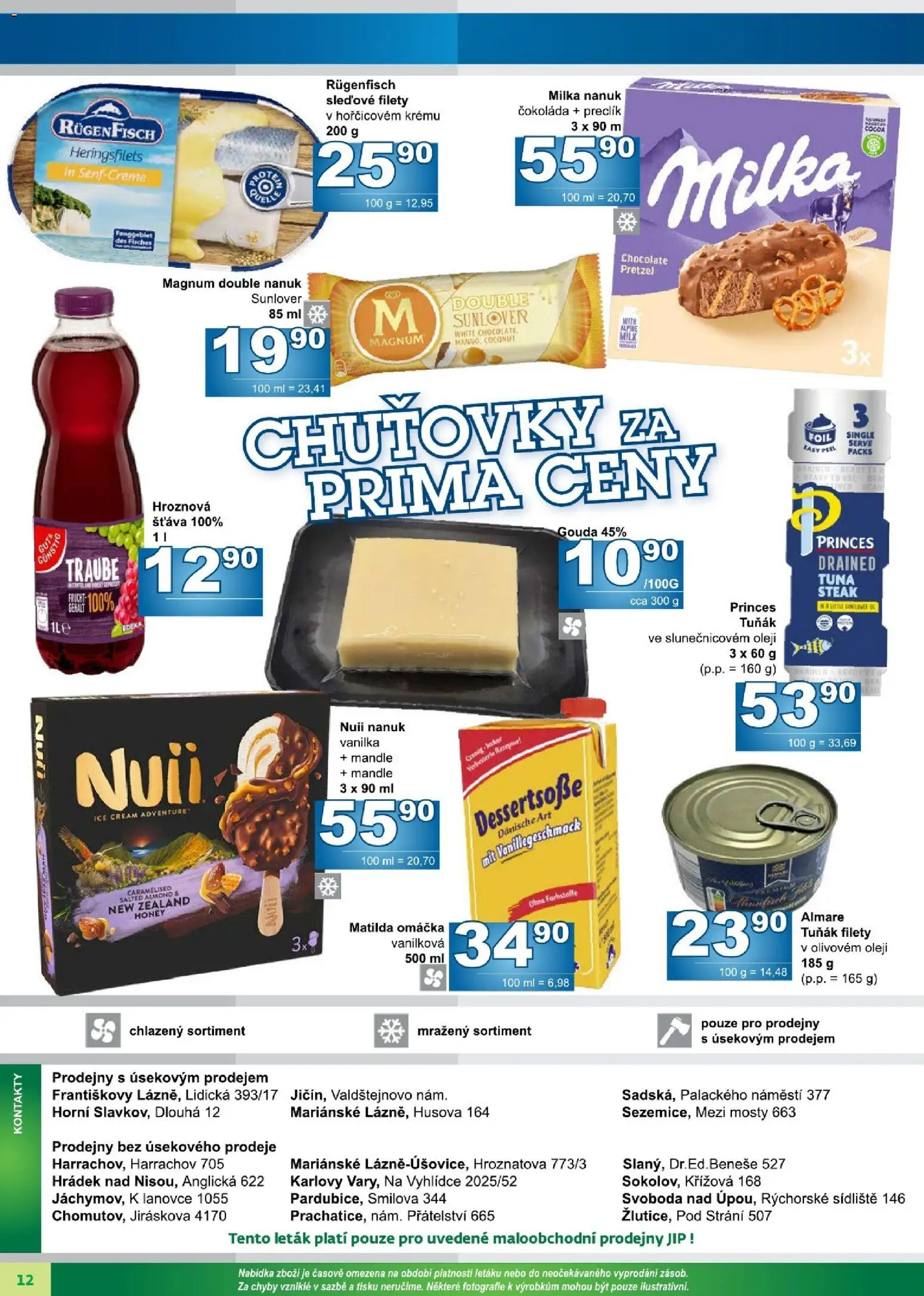 Jip leták od 26.08.2026 | Strana: 12 | Produkty: Steak, Vanilka, Magnum, Mandle