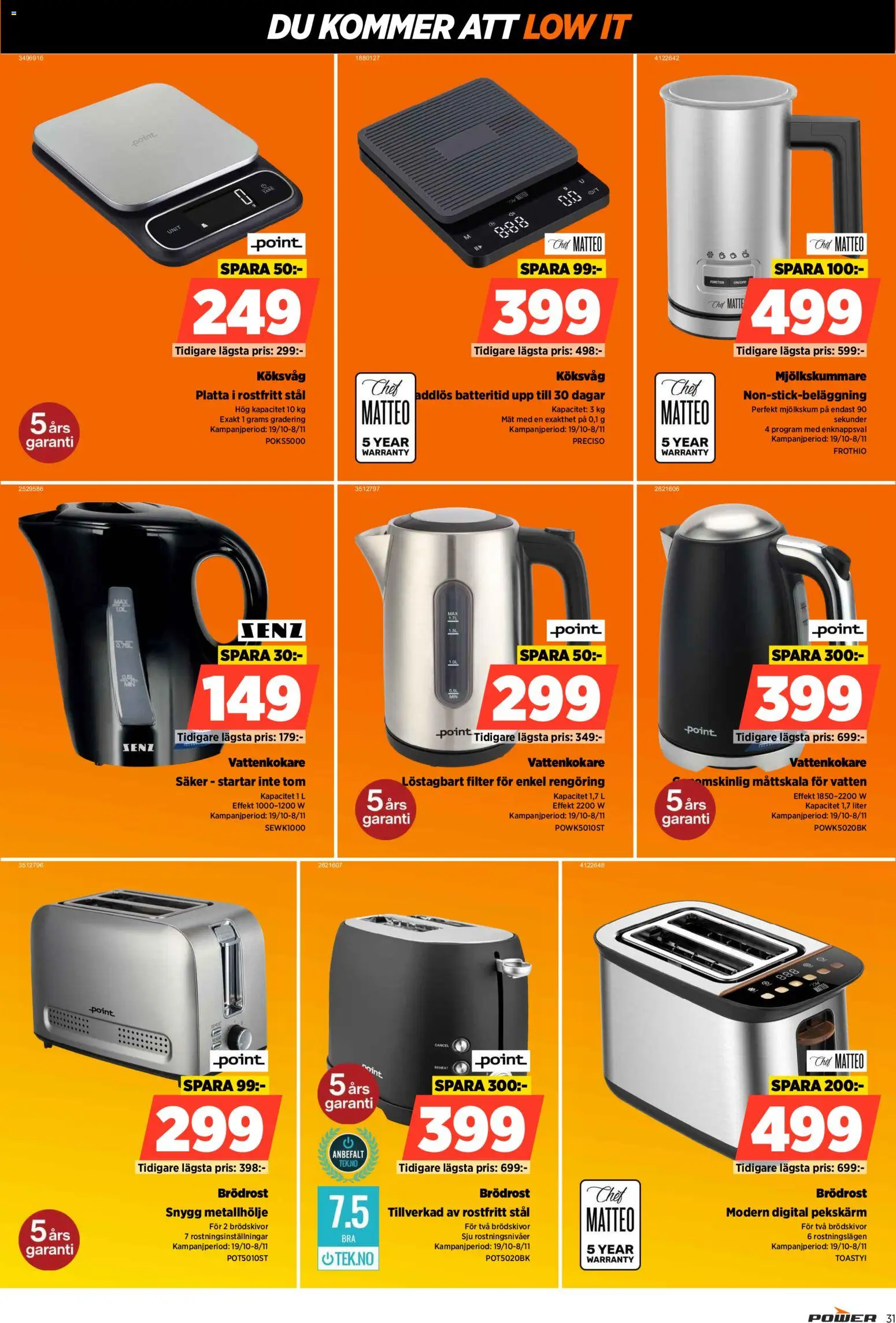 Power reklamblad aktuell från 26/10/2026 | Sida: 31 | Produkter: Vattenkokare, Köksvåg, Mjölkskummare, Vatten
