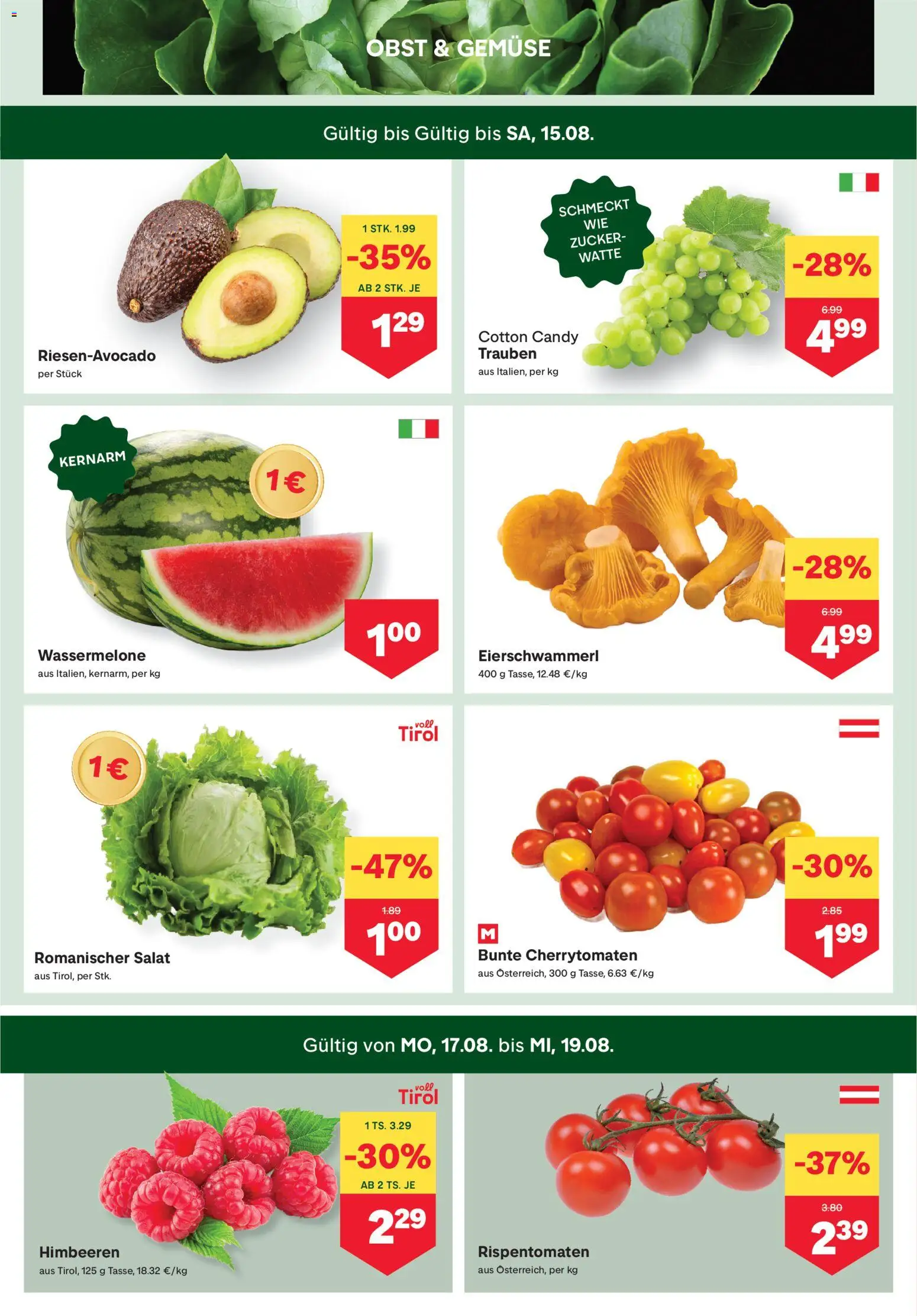 MPREIS Flugblatt gültig ab 13.08.2026 | Seite: 2 | Produkte: Salat, Gemüse, Zucker, Wassermelone