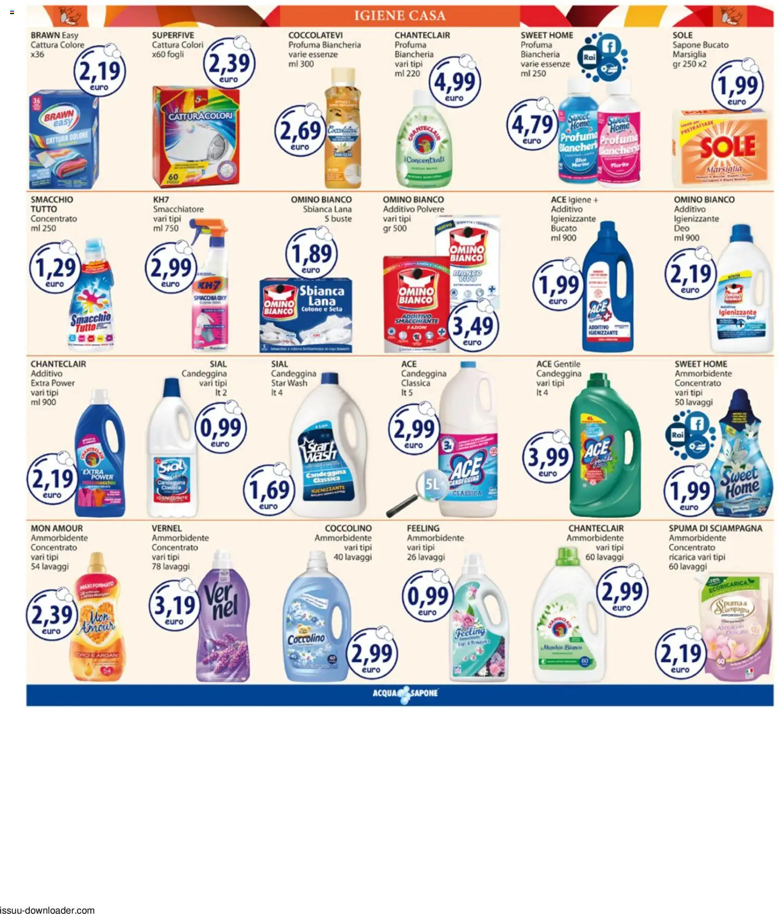 Volantino Acqua e Sapone del 29/06/2026 | Pagina: 19 | Prodotti: Sapone, Ammorbidente, Smacchiatore, Candeggina
