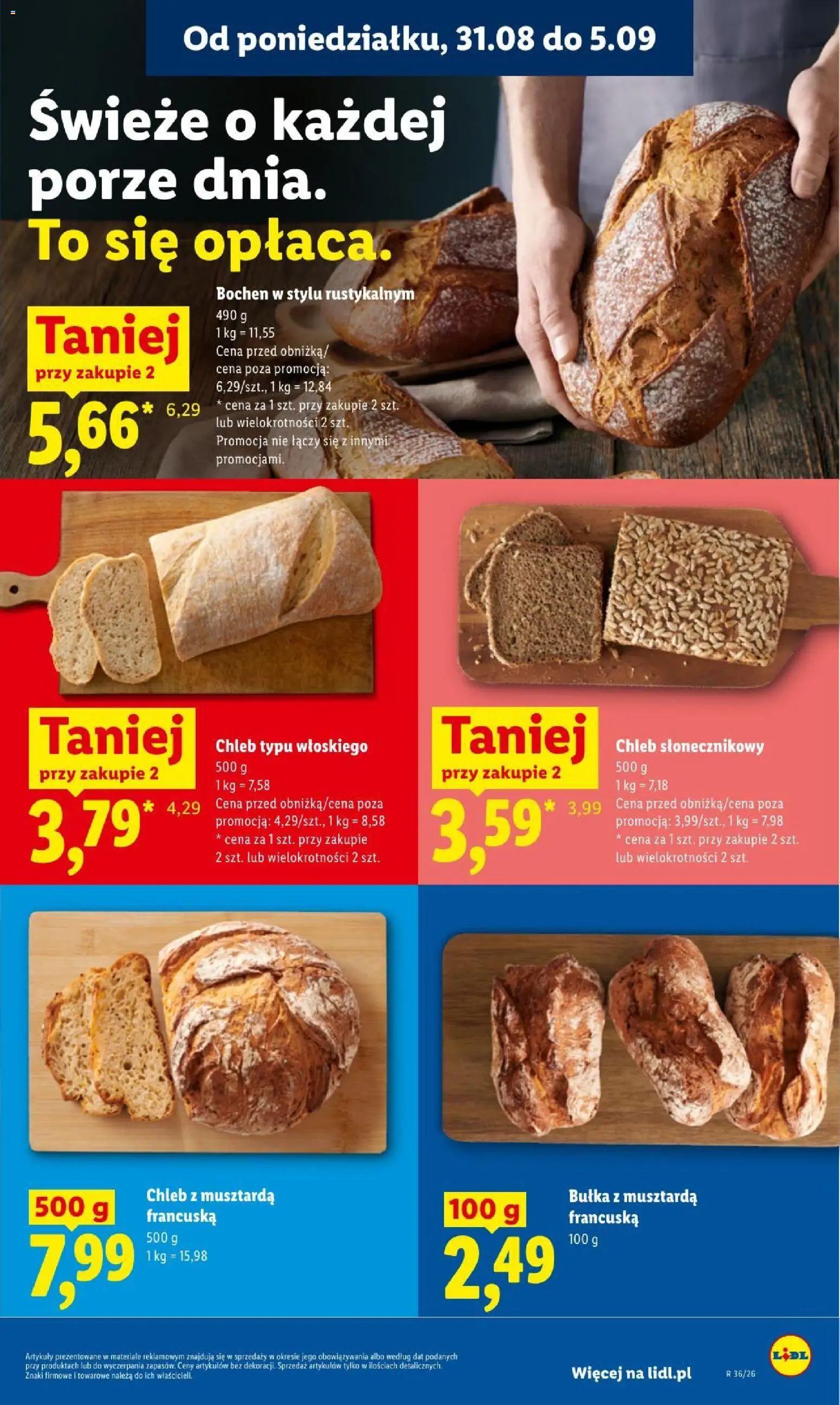 Lidl gazetka od 31.08.2026 | Strona: 47 | Produkty: Musztarda francuska, Chleb Słonecznikowy, Bułka, Chleb