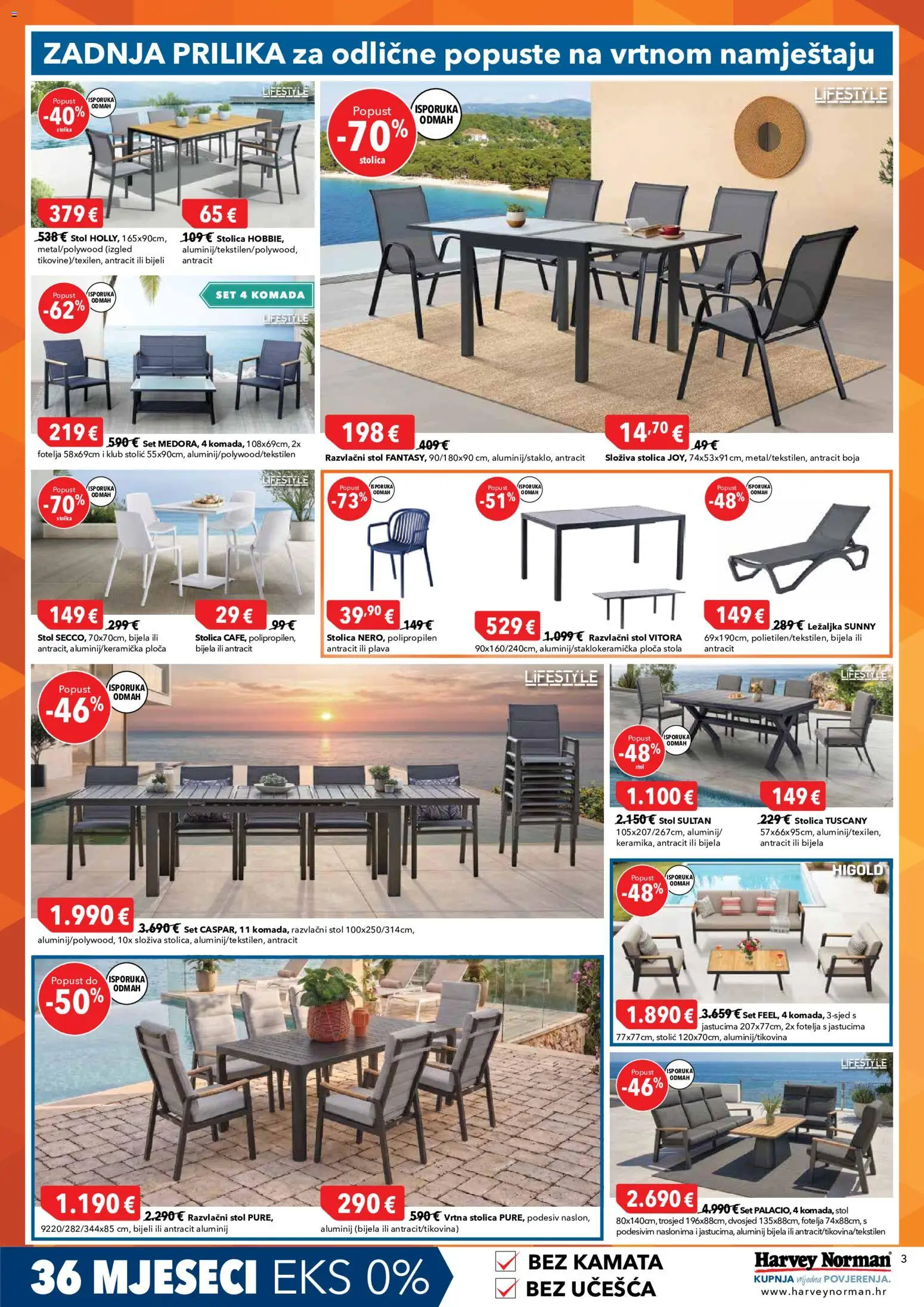 Harvey Norman katalog | vrijedi od 18.08.2026 | Stranica: 3 | Proizvodi: Trosjed, Fotelja, Stolić, Stol