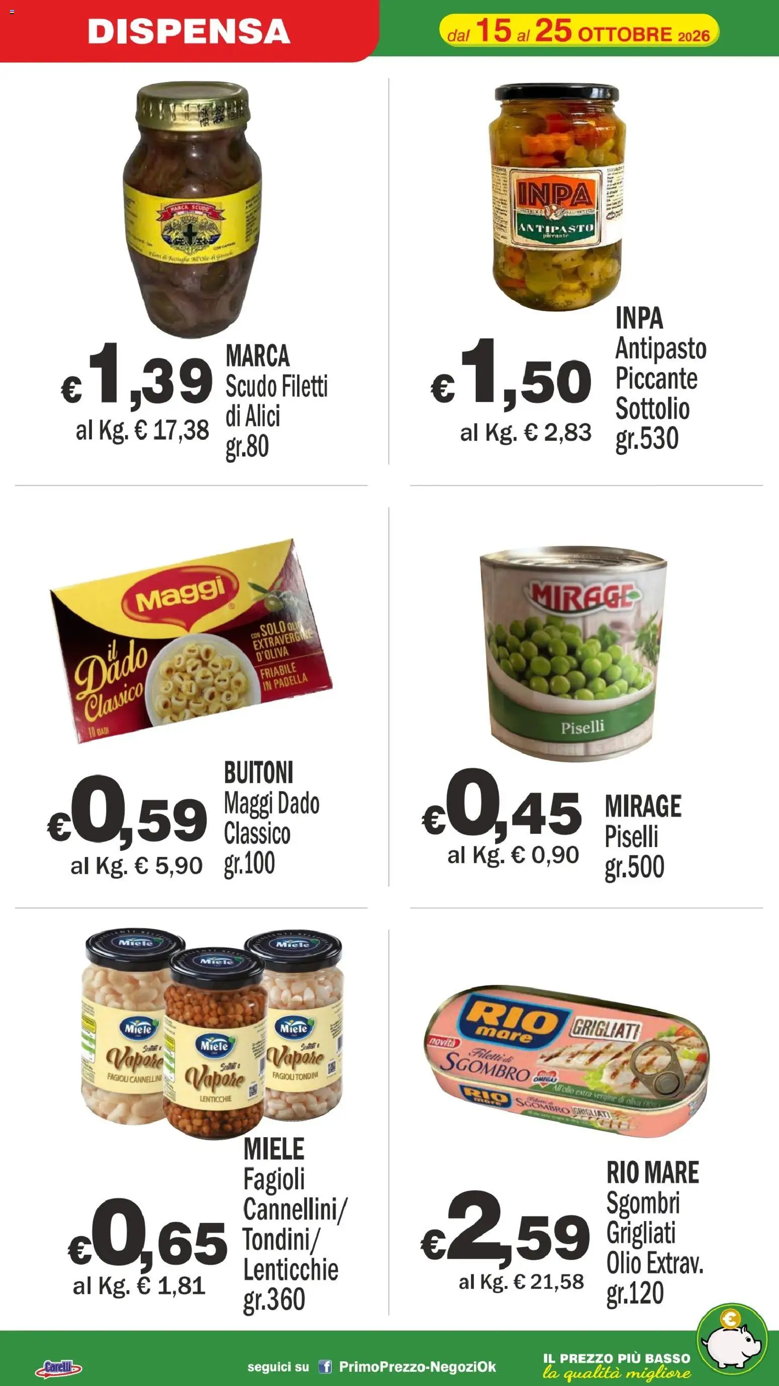 Volantino Primo Prezzo del 15/10/2026 | Pagina: 11 | Prodotti: Olio, Piselli, Padella, Sgombro