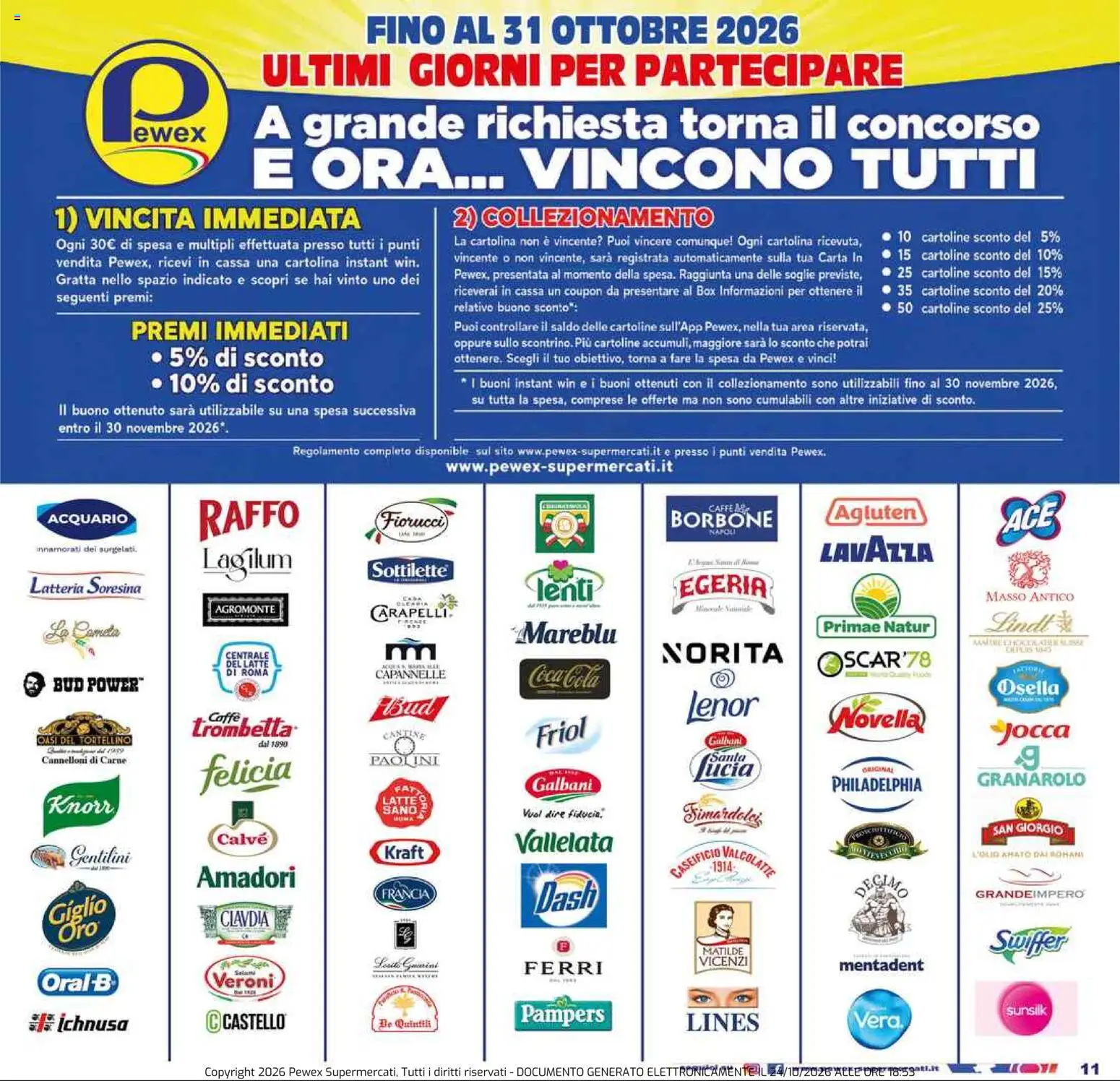 Volantino Pewex del 23/10/2026 | Pagina: 11 | Prodotti: Caffè, Cannelloni, Pampers, Lavazza
