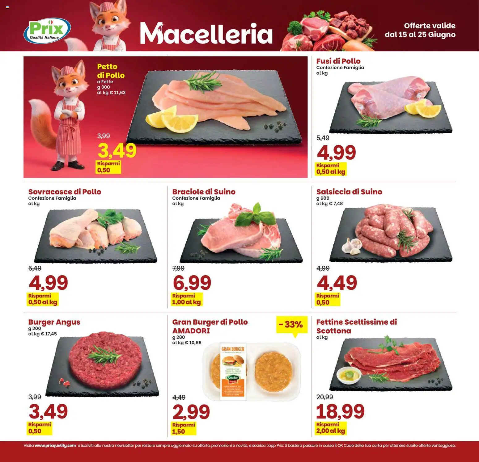 Volantino Prix del 15.06.2026 | Pagina: 4 | Prodotti: Pollo, Suino, Salsiccia