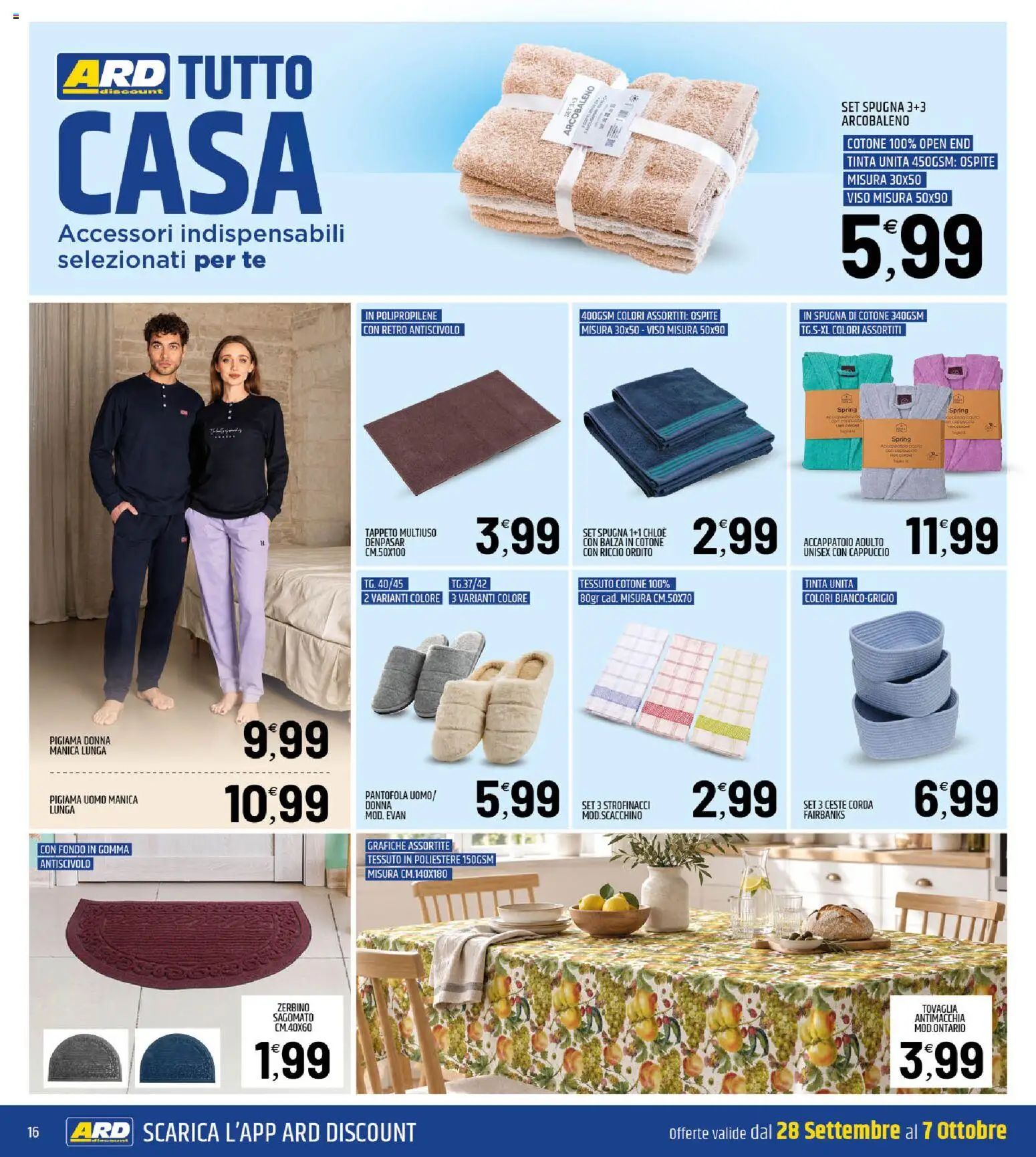 Volantino ARD Discount del 28/09/2026 | Pagina: 16 | Prodotti: Spugna, Tovaglia, Strofinacci, Zerbino