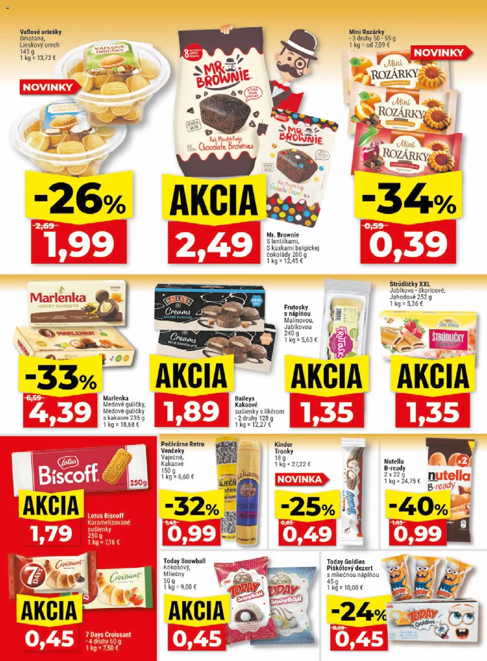 Nové Klas akcie – leták je platný od 10.08.2026 | Strana: 19 | Produkty: Sušienky, Kinder, Oriešky, Brownies