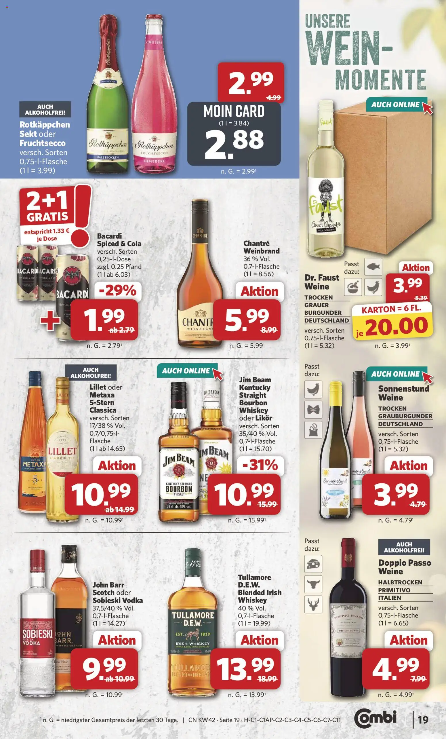 Combi Prospekt – gültig ab 12.10.2026 | Seite: 19 | Produkte: Likör, Metaxa, Himbeere, Rotkäppchen