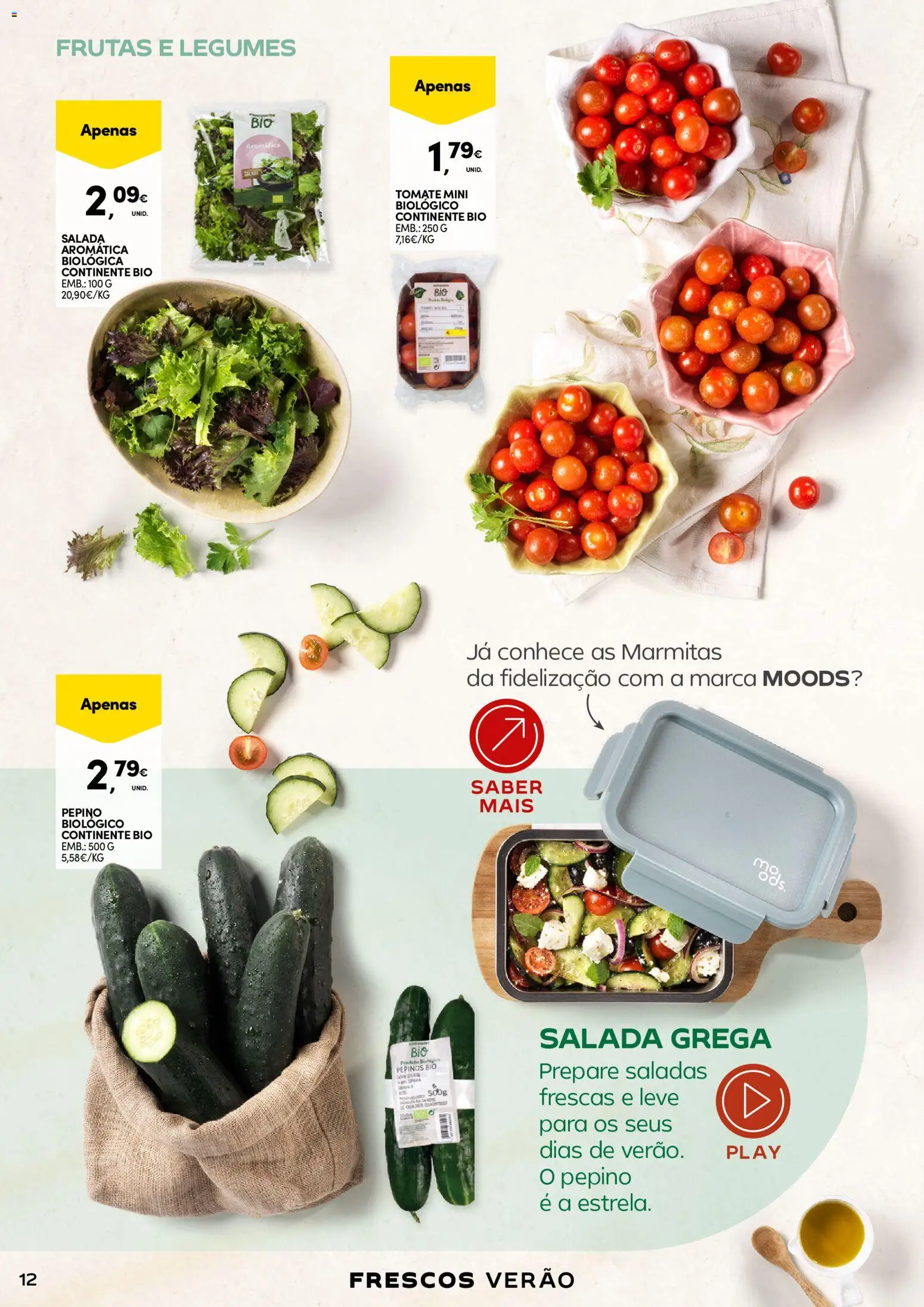 Continente - Frescos Frescura do Verão │ válido de 16.06.2026 | Página: 12 | Produtos: Saladas, Tomate, Pepinos, Salada