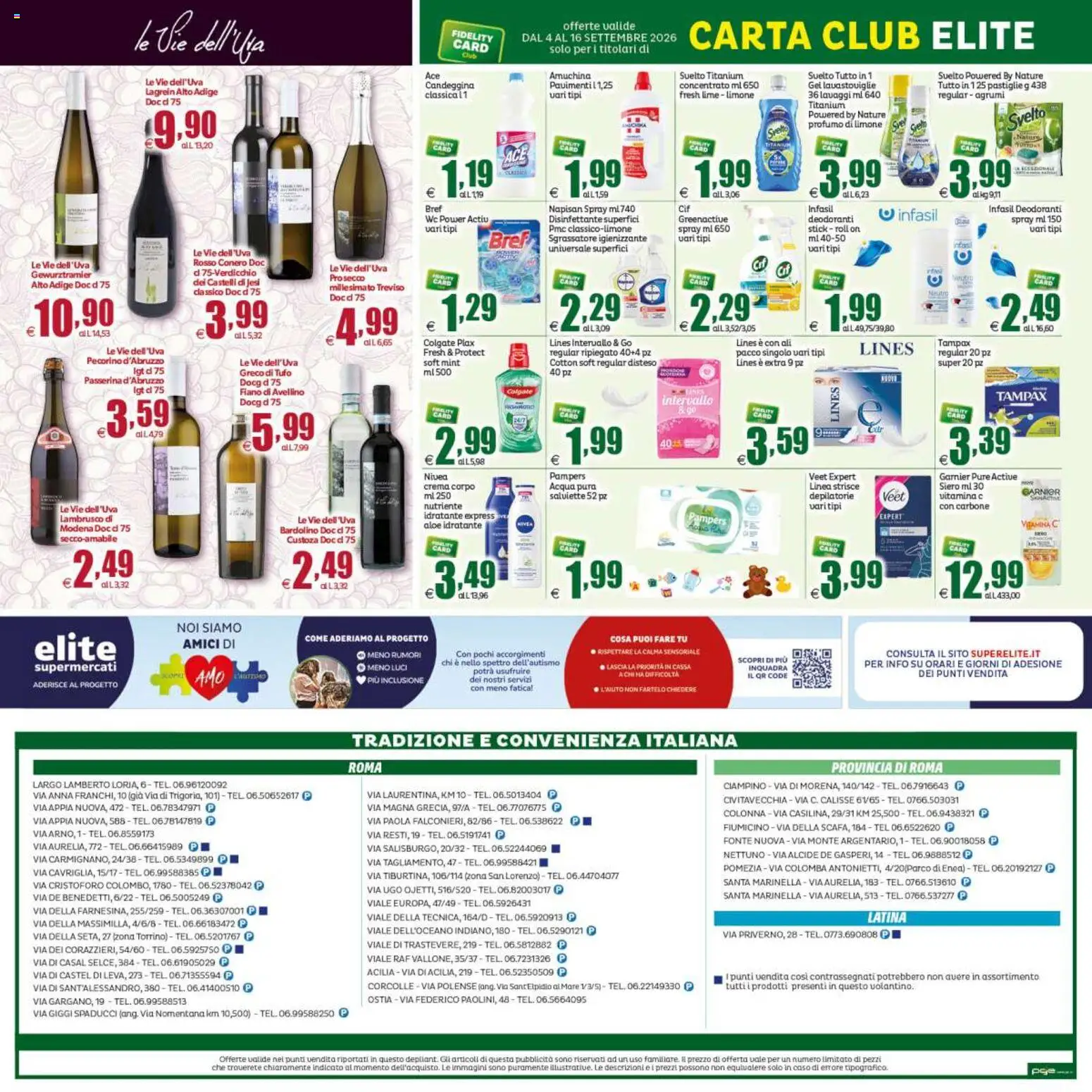Volantino Elite Supermercati del 04/09/2026 | Pagina: 20 | Prodotti: Acqua, Lime, Pecorino, Profumo