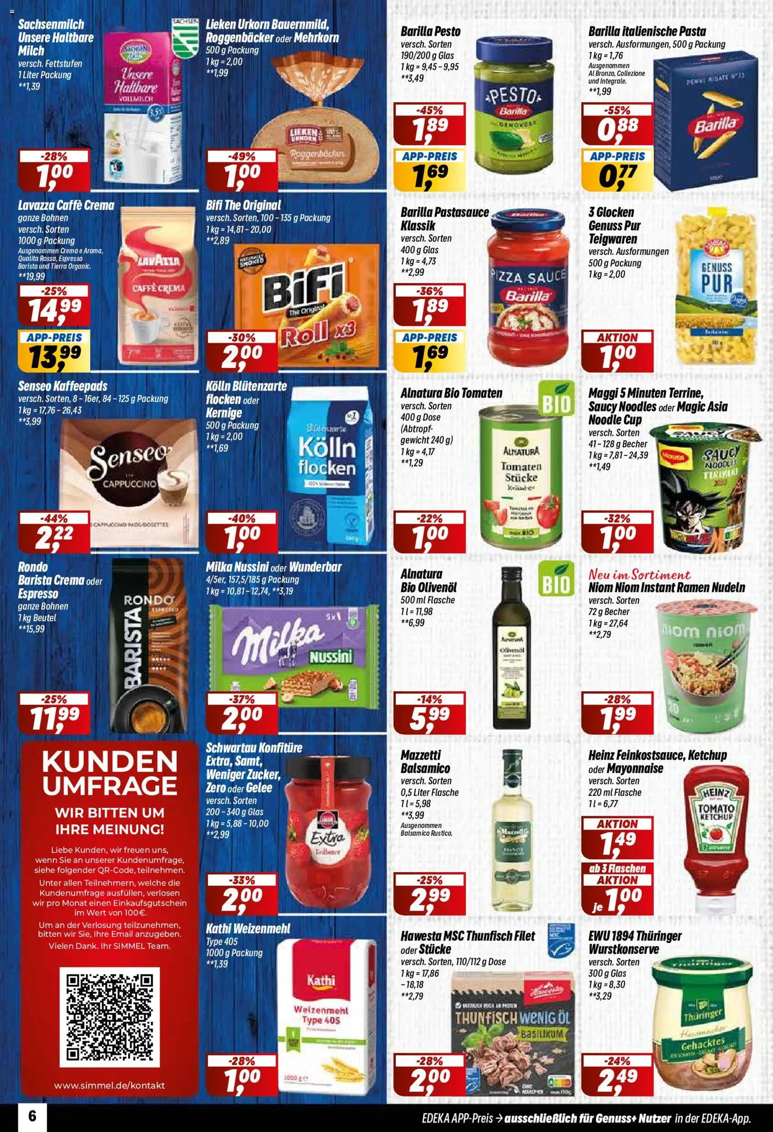 Simmel Prospekt – gültig ab 24.08.2026 | Seite: 6 | Produkte: Barilla pesto, Bifi, Pasta, Flocken
