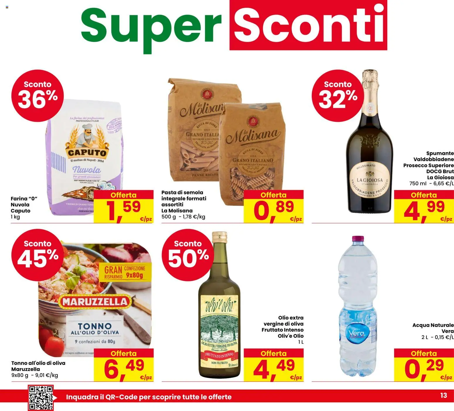 Volantino Eurospar del 17/09/2026 | Pagina: 13 | Prodotti: Farina, Spumante, Acqua naturale, Olio extra vergine