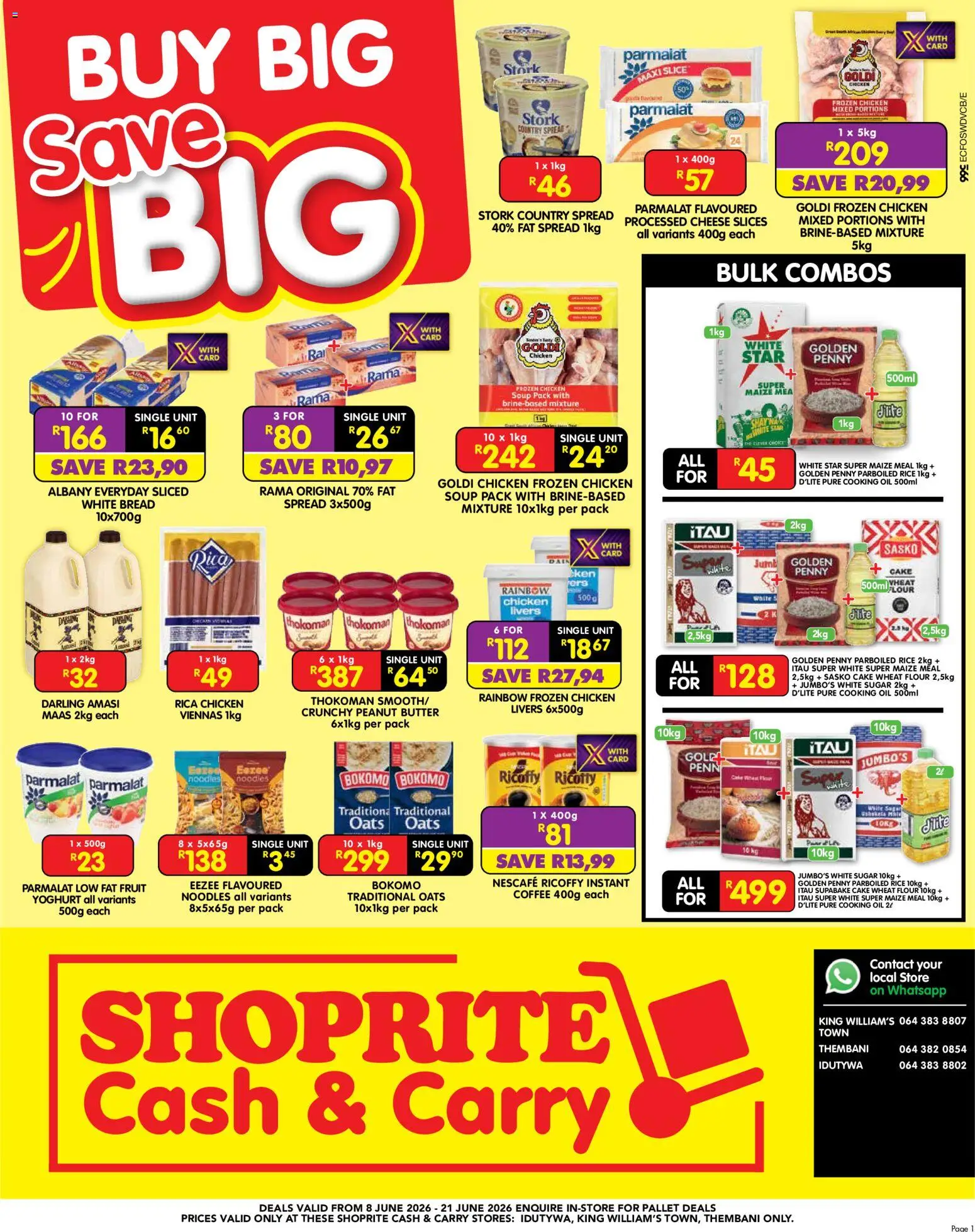 New Shoprite catalogue – valid from 08.06.2026 | Page: 1 | Products: Flour, Yoghurt, Fat spread, Fruit