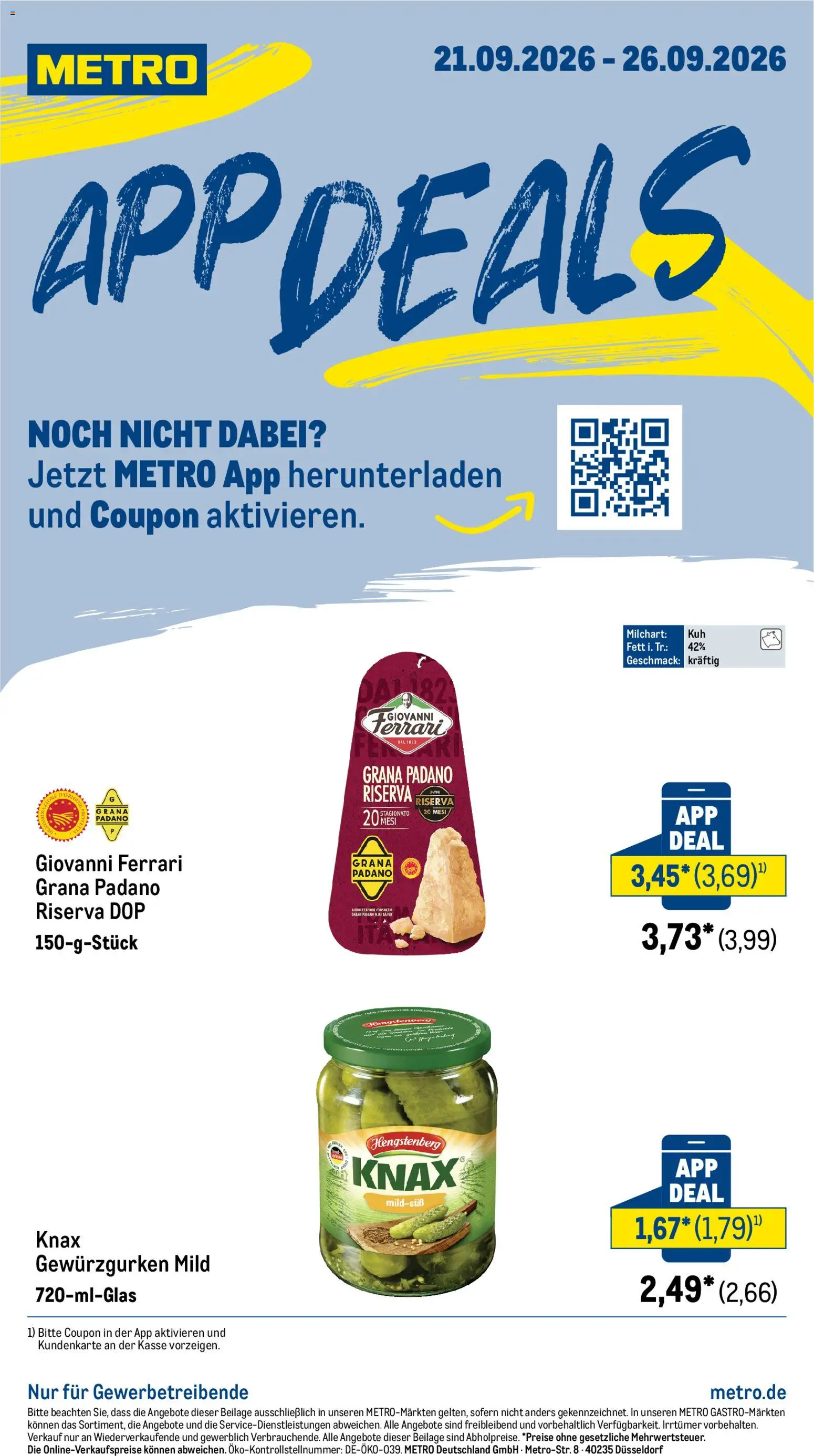 Metro App Deals – gültig ab 21.09.2026 | Seite: 1 | Produkte: Grana Padano